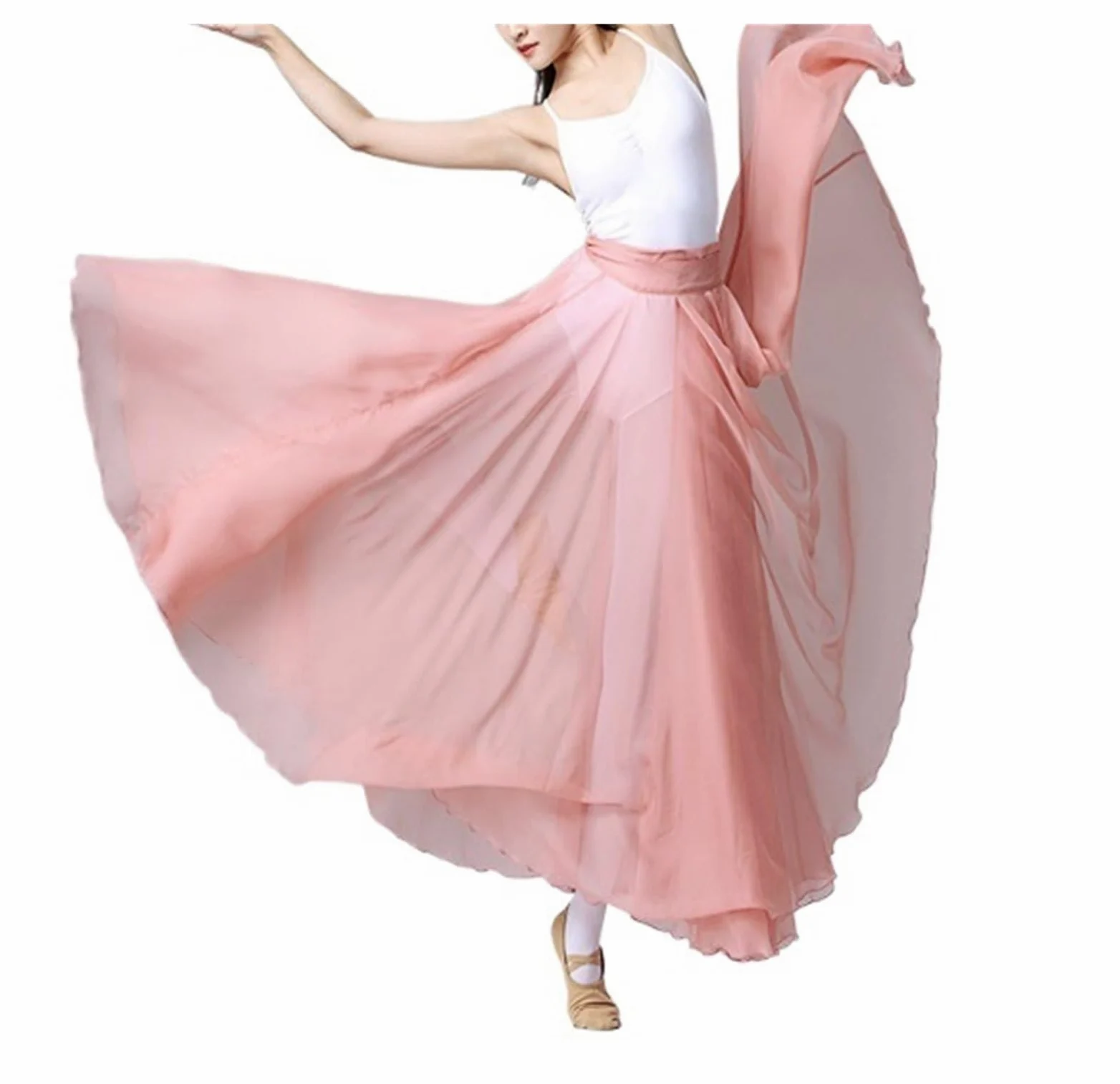 Falda Swing Grande,Falda Swing Larga Bailarina， Falda de Gasa for práctica de Ballet romántica for niñas Adultas
