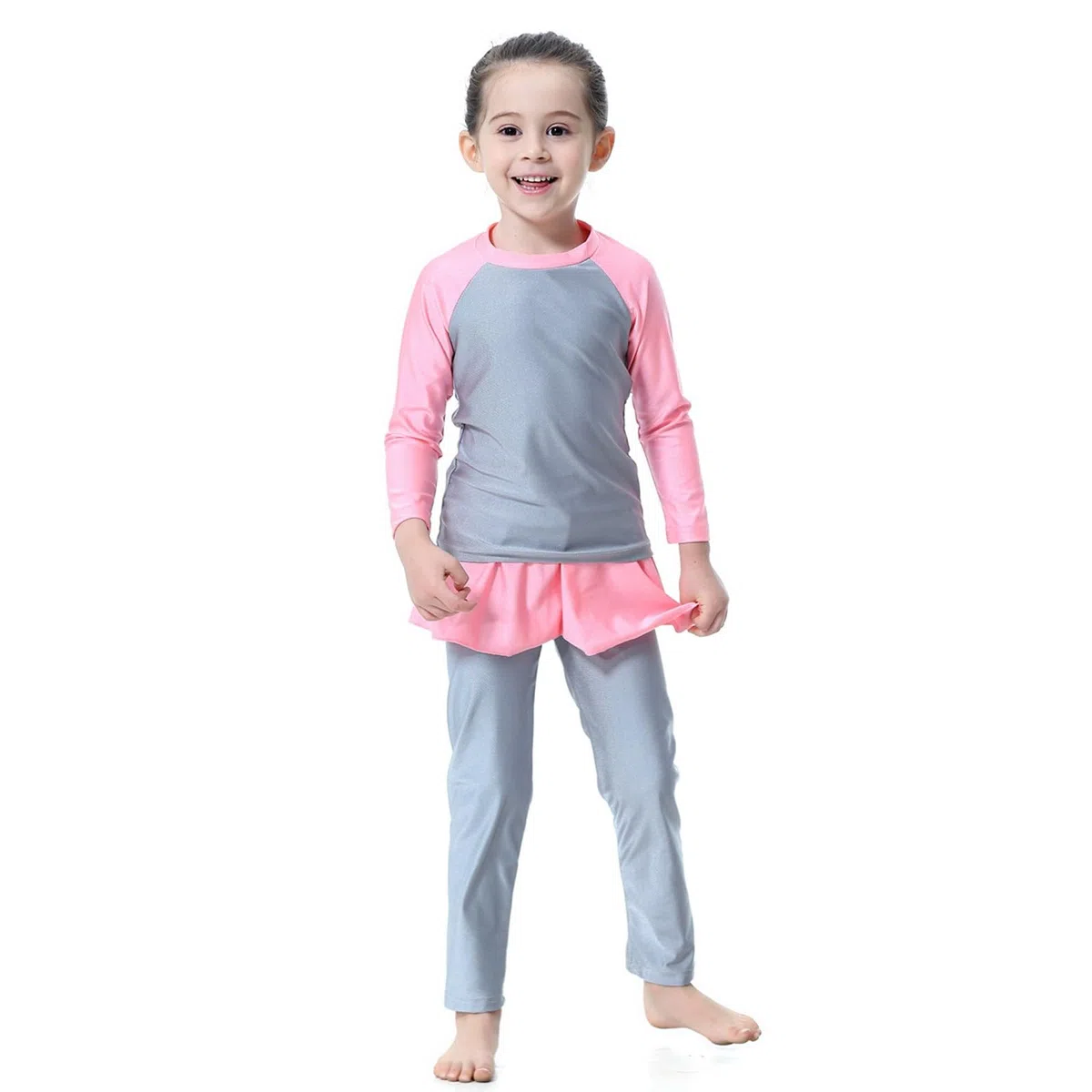 Triangle - Traje de baño para niña, camiseta de manga larga con protección UV 50+ y pantalón corto