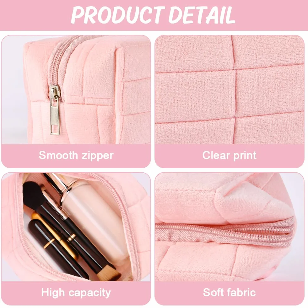 Aucuu Bolsa de cosméticos de Viaje, Bolsa de Maquillaje para Mujer, Bolsa de Aseo Acolchada para Mujer, Bolsa de cosméticos de Gran Capacidad, Bolsa de Maquillaje de algodón con Estampado Floral para