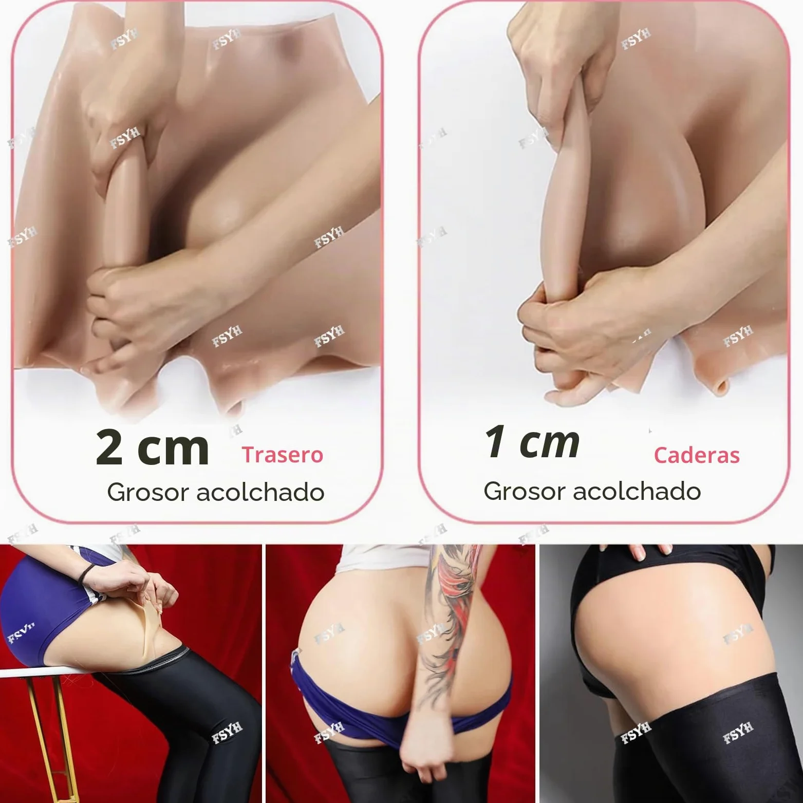 FSYH Pantalones de Silicona Falso Trasero Cadera realzador Shapewear Bragas Push up Panty para Las Mujeres transgénero Drag Queens