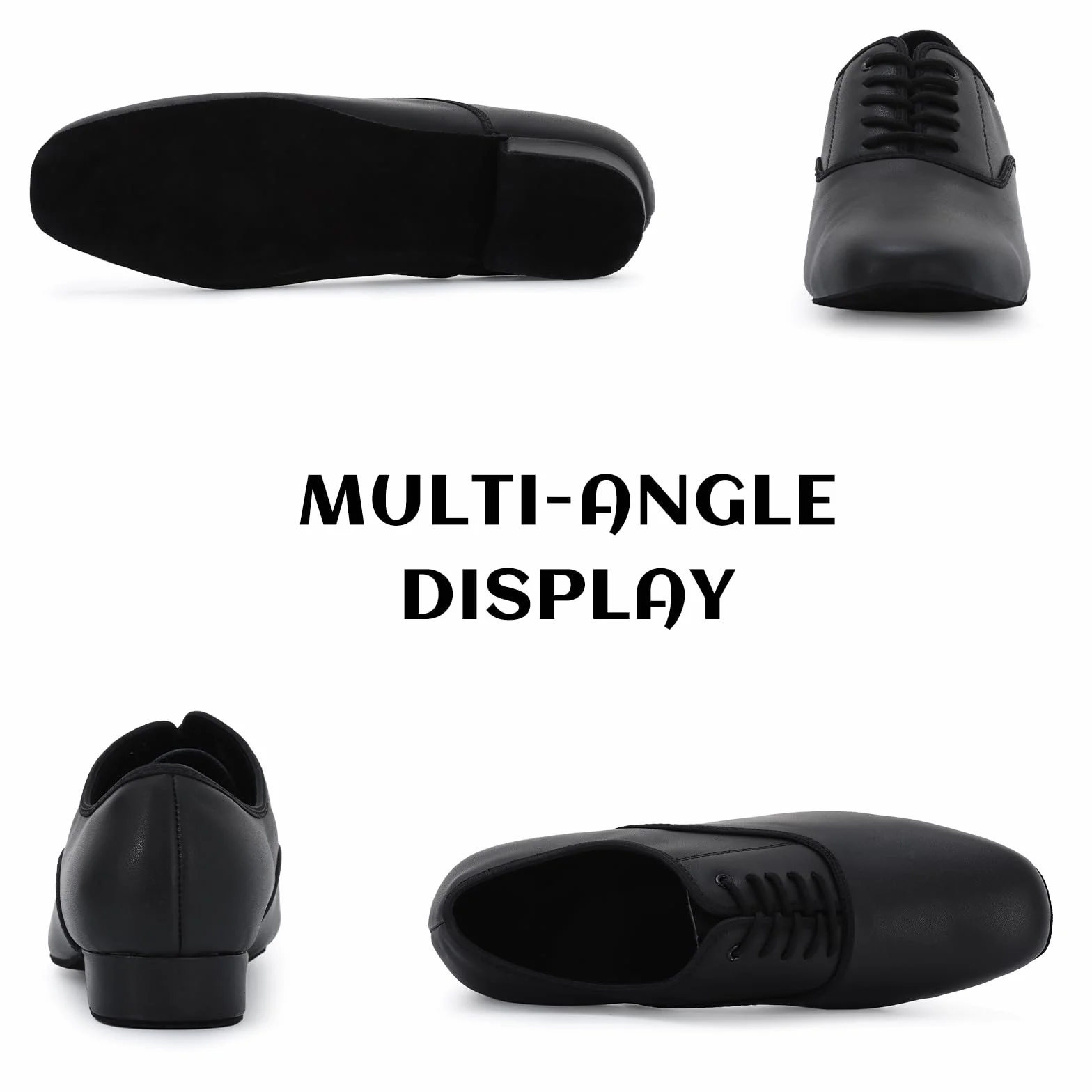 Zapatos de Baile Latino Hombre de Tacón Bajo Práctica Danza Zapatos 2.5 cm, Negro