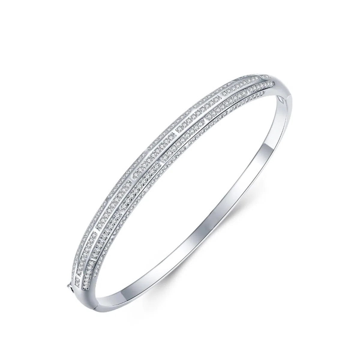 Pulsera de novia, pulsera para mujer, elegante, brillante, con moissanita, oro blanco y platino 950