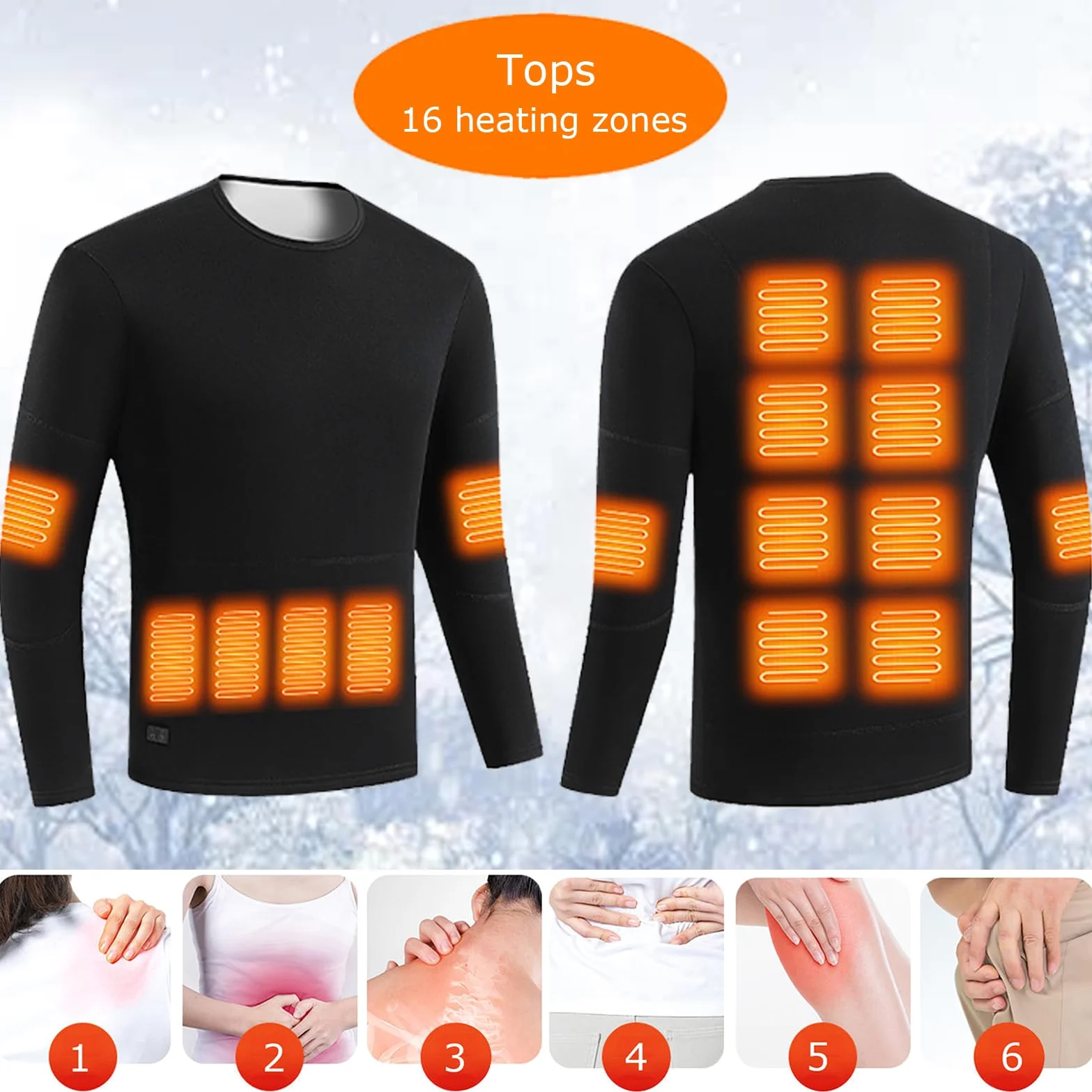 Hombres Mujeres Conjunto De Ropa Interior Calefactada, Inviernos Calefacción Exterior De 30 Zonas Térmicas Y Pantalones Protección contra El Frío, con Batería