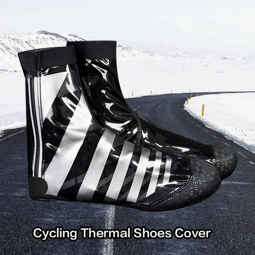 Cubrezapatillas Impermeables para Ciclismo, Alta Elasticidad, Superficie de Cuero Brillante Cubrezapatillas para Bicicleta de Carretera de Invierno, Protector para cubrezapatos para MTB