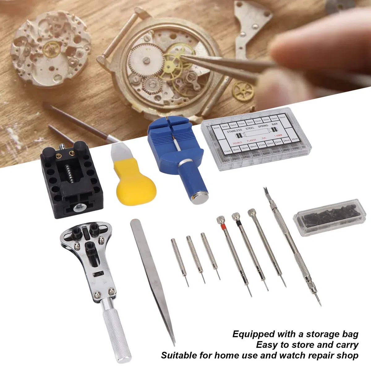 Kit de herramientas de reparación de relojes, juego de herramientas de reparación de relojes profesional ajustable, abridor de caja trasera para taller de reparación de relojes para ker