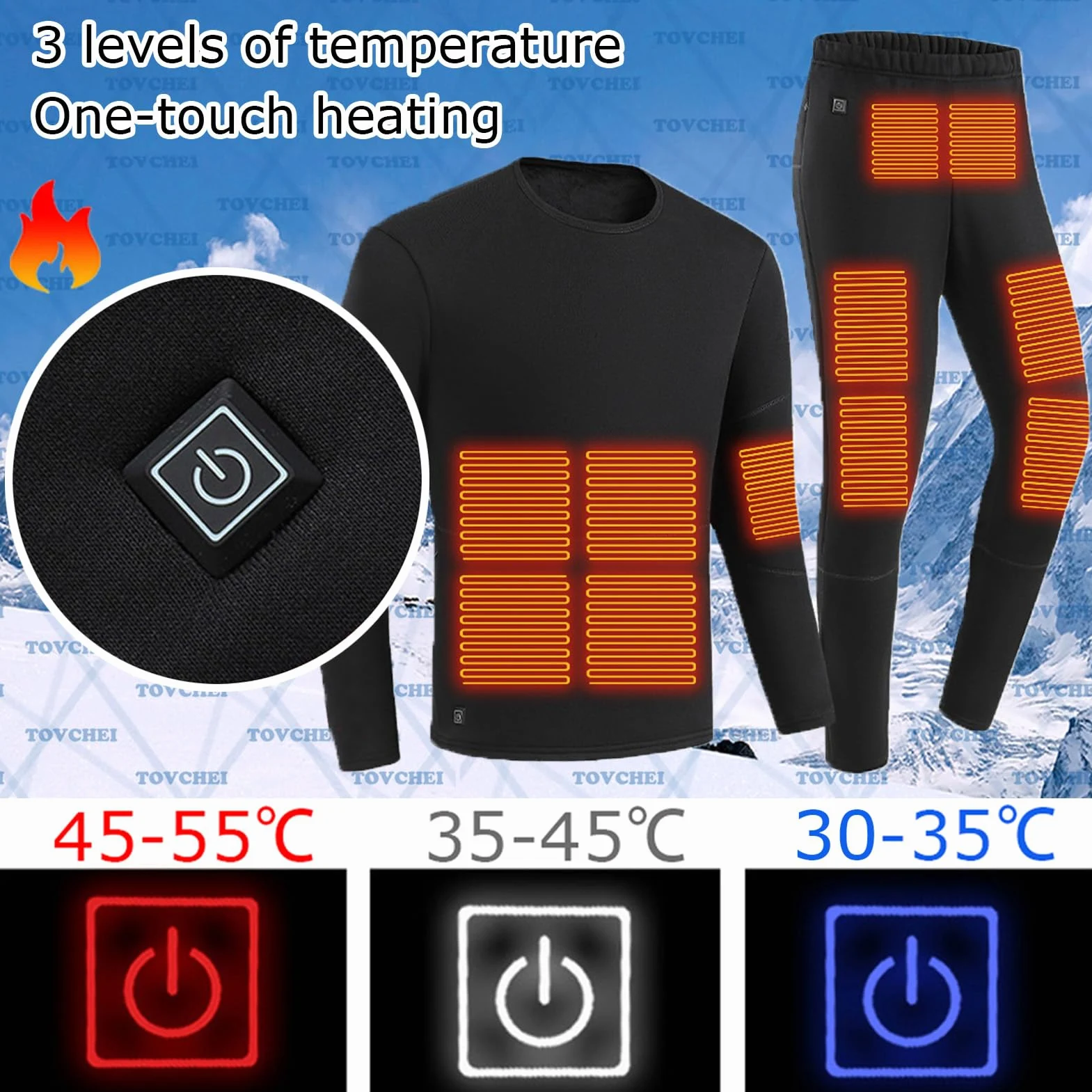 Ropa Interior Calefactada Eléctrica Camisas Hombre Mujer USB Smart 16 Zonas Camisetas Térmicas Calefactadas Lavables para Esquí Al Aire Libre