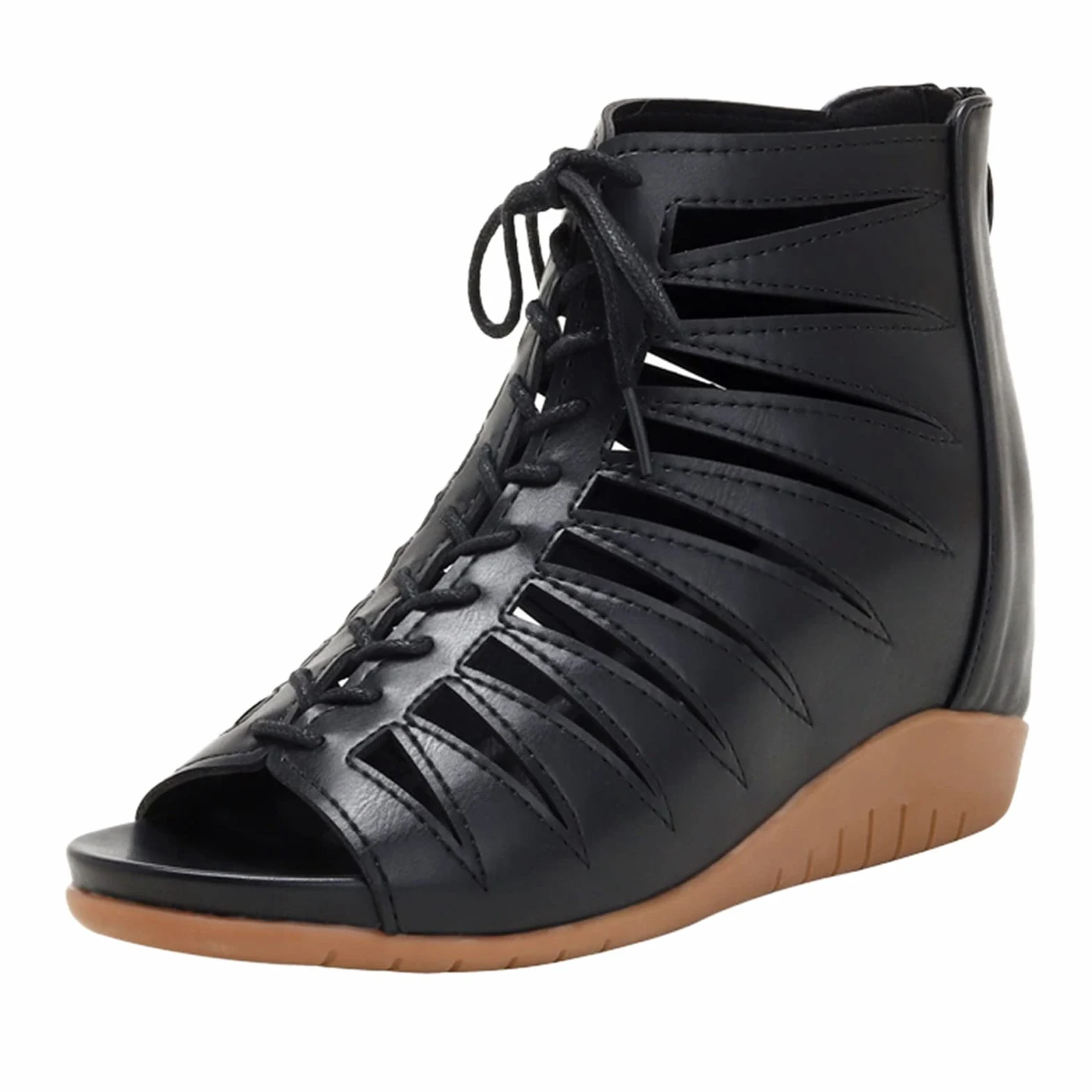 Genérico Cuñas Mujer Plataforma Sandalias Tacon Comodas Sandalias de Tacón de Cuña para Mujer,Bohemias Romanas Étnica Hueca para,Zapatos Playa Verano