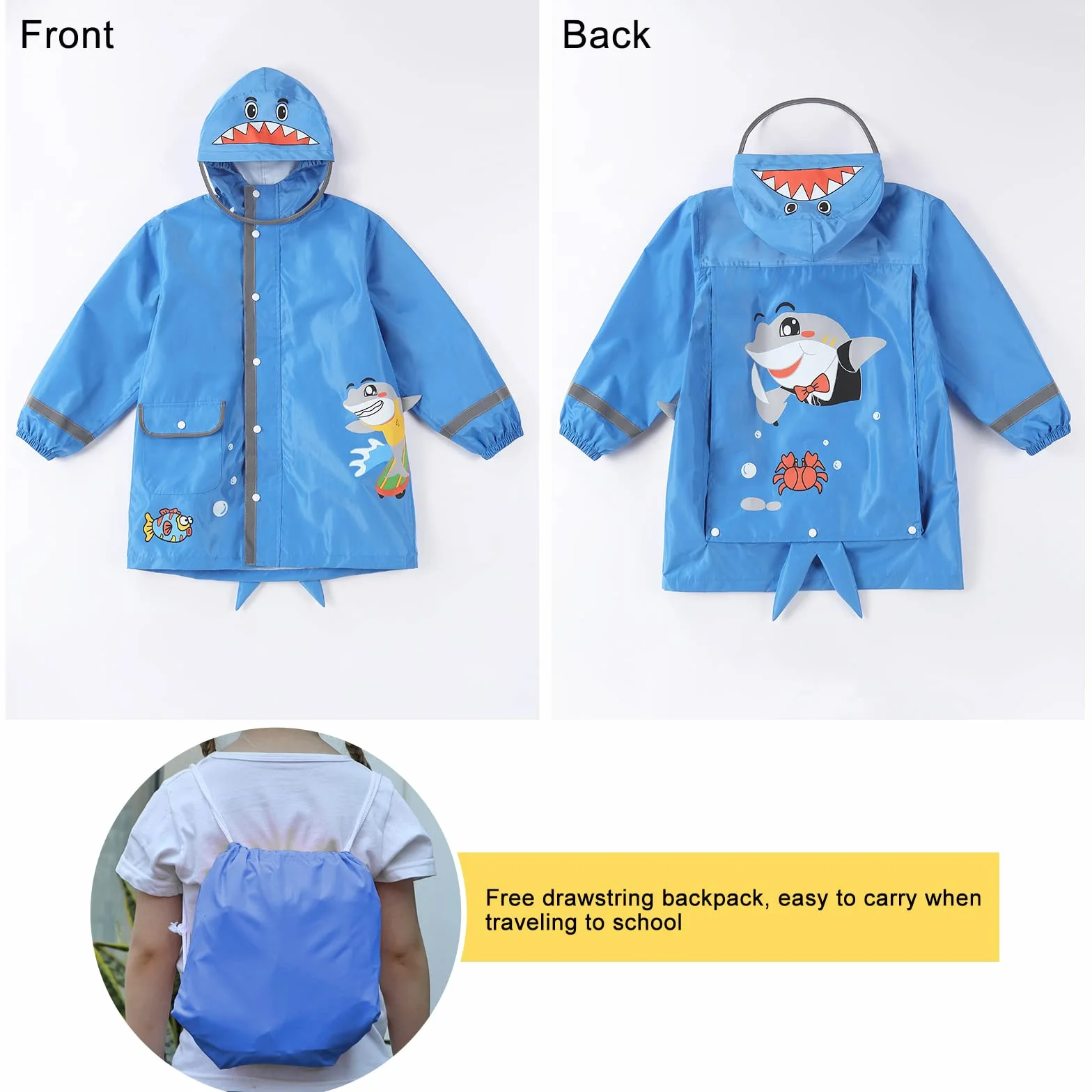 Poncho de Lluvia para Niñas y Niños - Chubasquero Ligero Impermeable Reutilizable Traje de Lluvia Respirable Portátil Ropa Impermeable 2-10 Años
