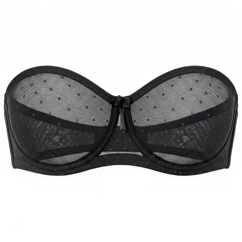 MELENECA Sujetador Reductor Bandeau con Aros, Encaje, Sin Tirantes | Invisible, sin relleno, antideslizante con silicona, multiposición, ideal para vestidos de novia y fiesta