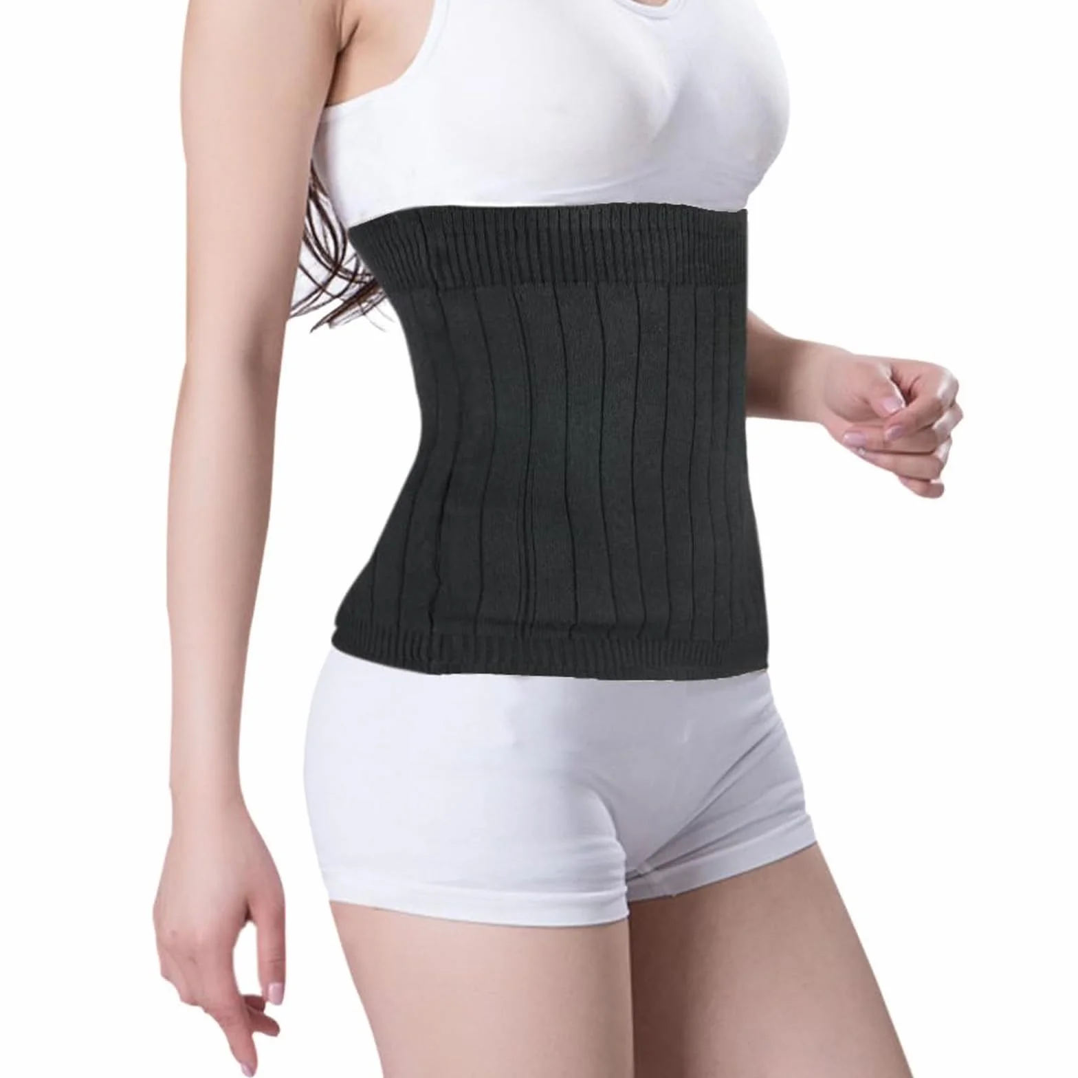 Faja Térmica, Haramaki, Cinturón Lumbar, Caliente Y Protección Contra El Frío, Grueso Y Con Forro De Pelo, Adecuado Para Mujeres, Hombres Y Personas Mayores (Negro, 30 * 30 Cm)