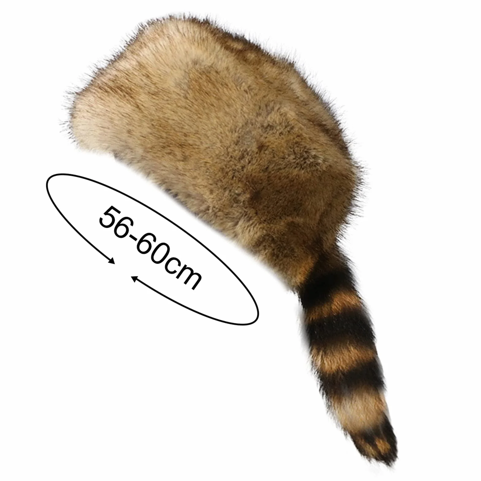 Altsuceser Gorra de piel sintética con cola de mapache y parte superior plana, sombrero de cola de mapache para invierno