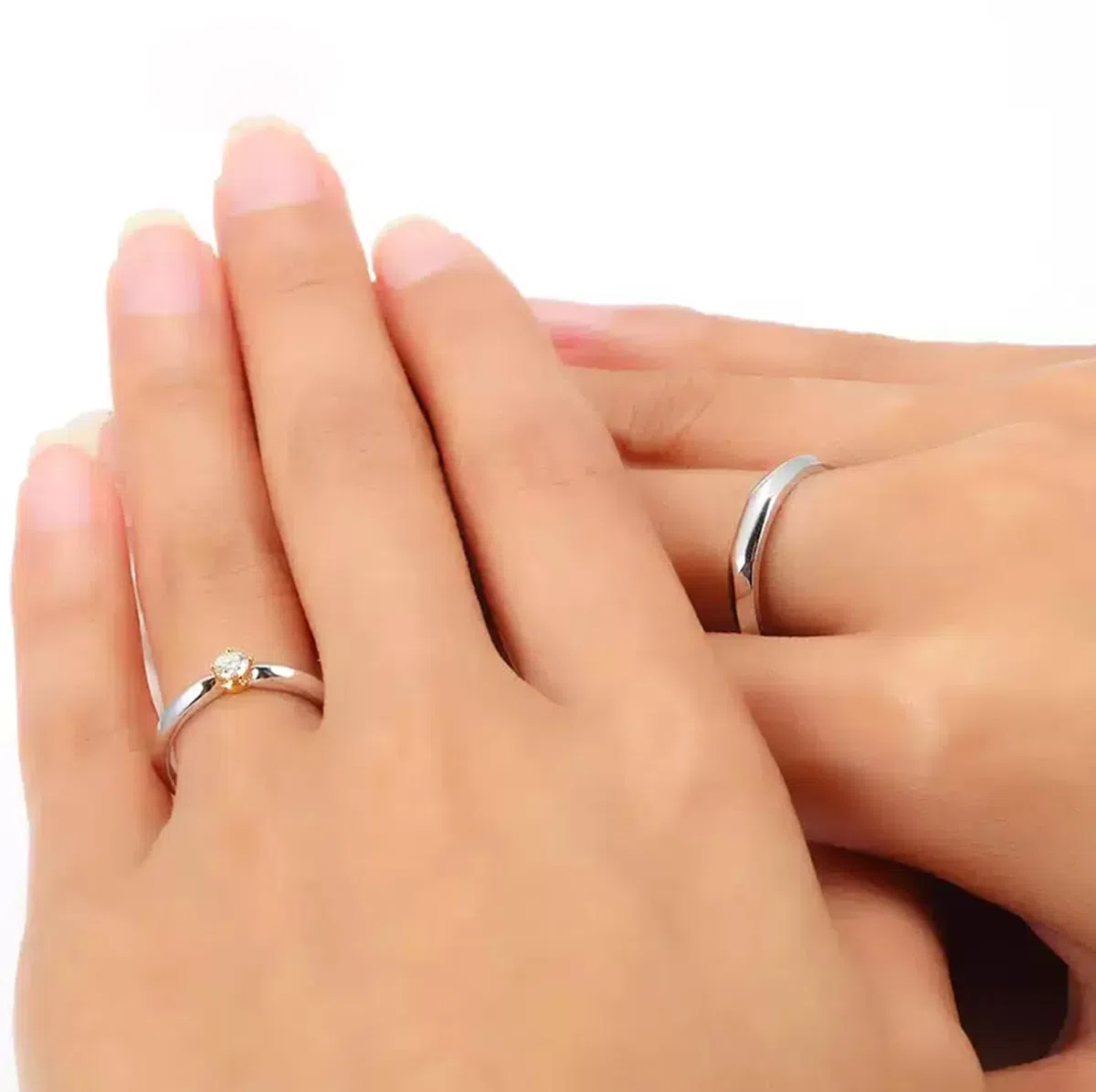 Wycian Anillo Compromiso para Hombre Anillo Oro Blanco Mujer 18 Kilates Plata Polaco Talla 16 Sólido No Chapado Moda para Hermana Graduación Joyas