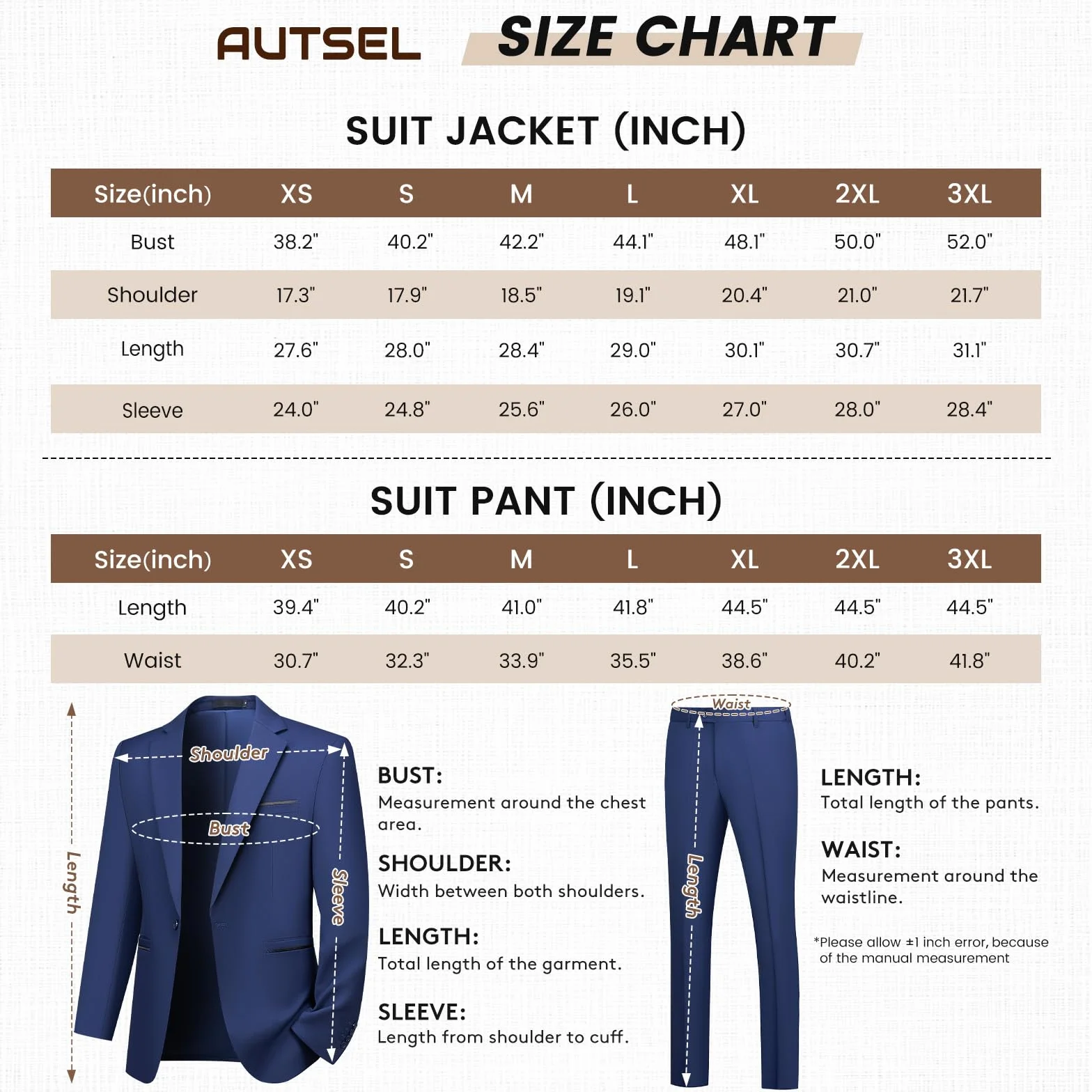 Traje de Hombre de 2 Piezas Slim Fit Traje de Boda de Negocios con Un Botón