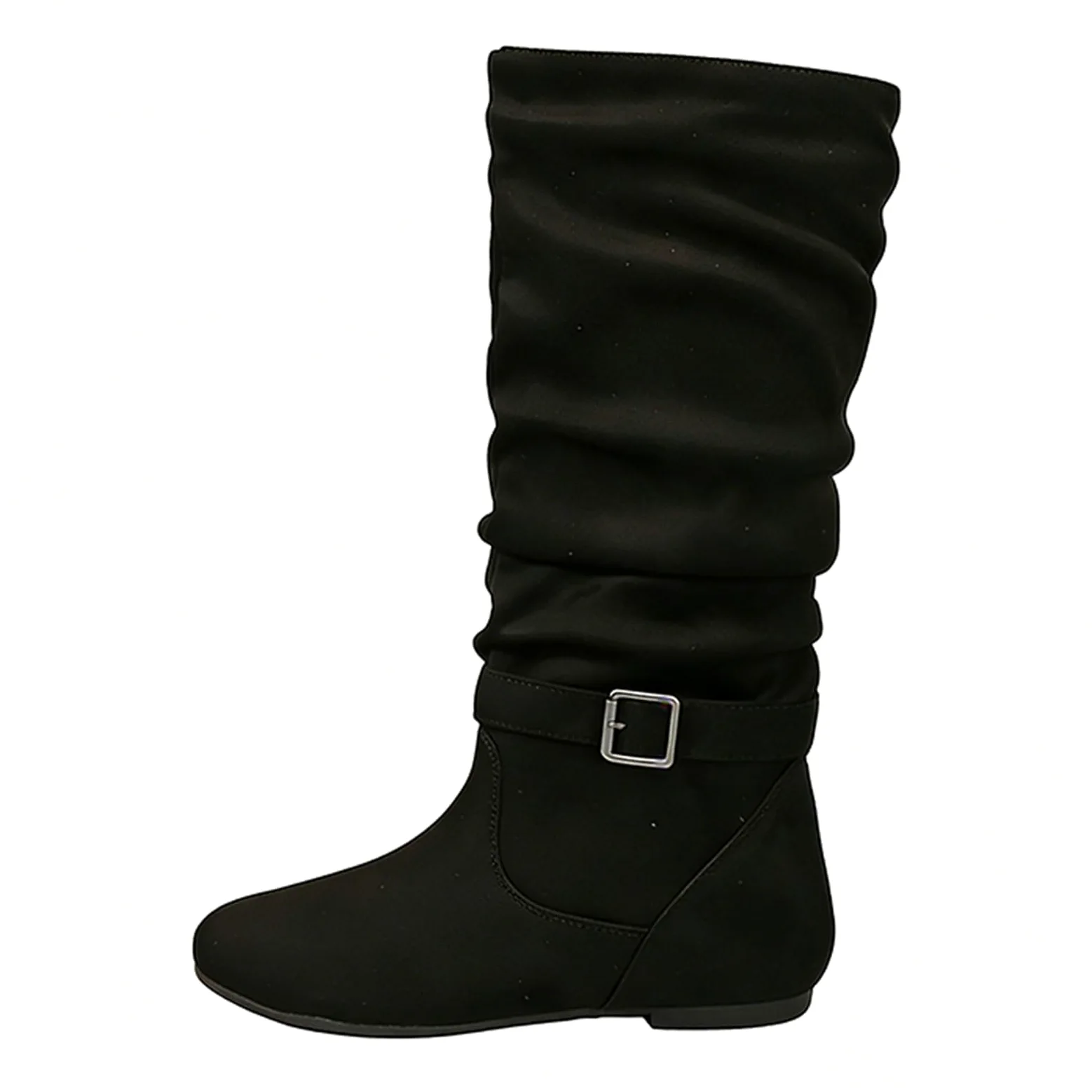 Botines de Ante para Mujer Caña Media Estilo Retro Arrugado Punta Redonda Tacón Bajo Plano Cremallera Lateral Completa Calzado Casual para Todas las Estaciones para Trabajar Citas y Viajar