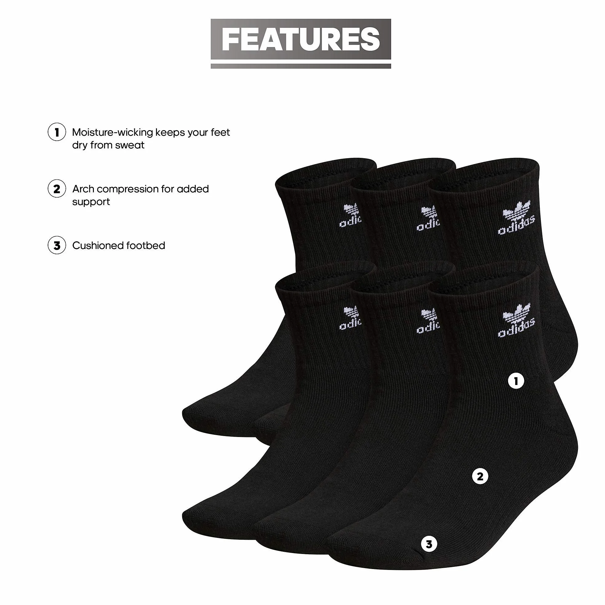 adidas Unisex Originals Trefoil Paquete de 6 Cuartos Calcetín de cuarto Hombre (Pack de 6)