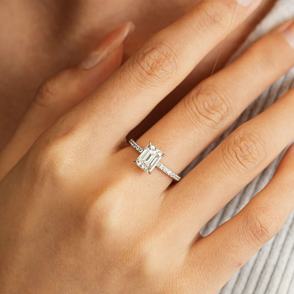 Anillo de boda para mujer, oro, alianzas halo con moissanite de 1 ct, anillo de compromiso de oro blanco, oro auténtico