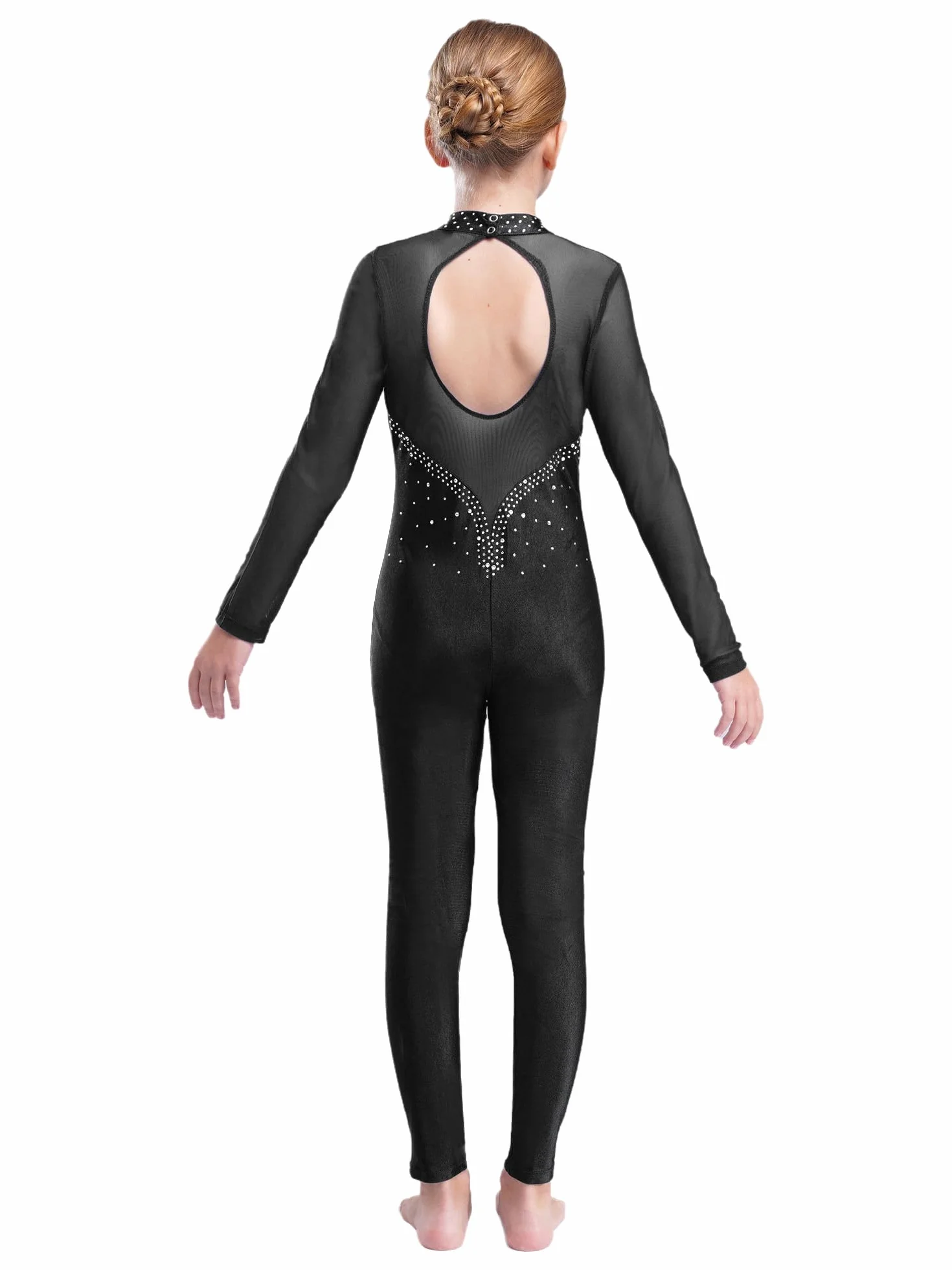 Alvivi Maillot Danza Niña Manga Larga Mono Deporte de Entero Jumpsuit Elástica Leotardo Gimnasia Medias de Ballet Disfraz Bailarina