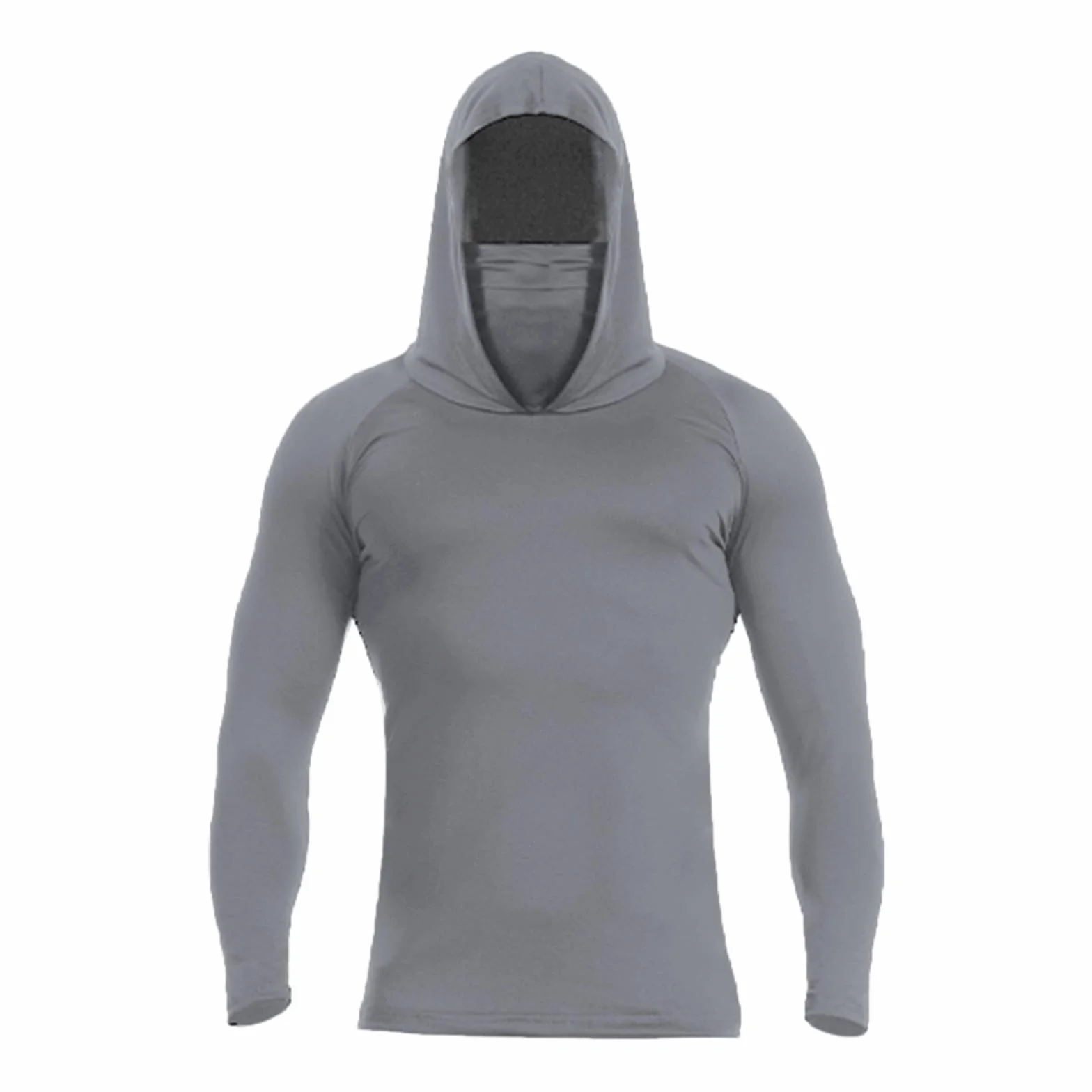 MOKBAY Camiseta Proteccion Solar Hombre Outdoor UV con Capucha Manga Larga Deporte Gimnasio Running Surf Montaña UPF 50 Camisetas