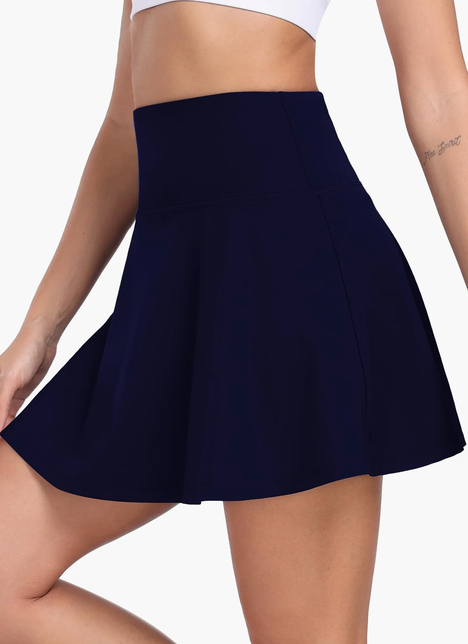 Falda de tenis plisada para mujer con pantalones cortos debajo de la falda de golf atlética de cintura alta con volantes para correr y entrenar QYY24027