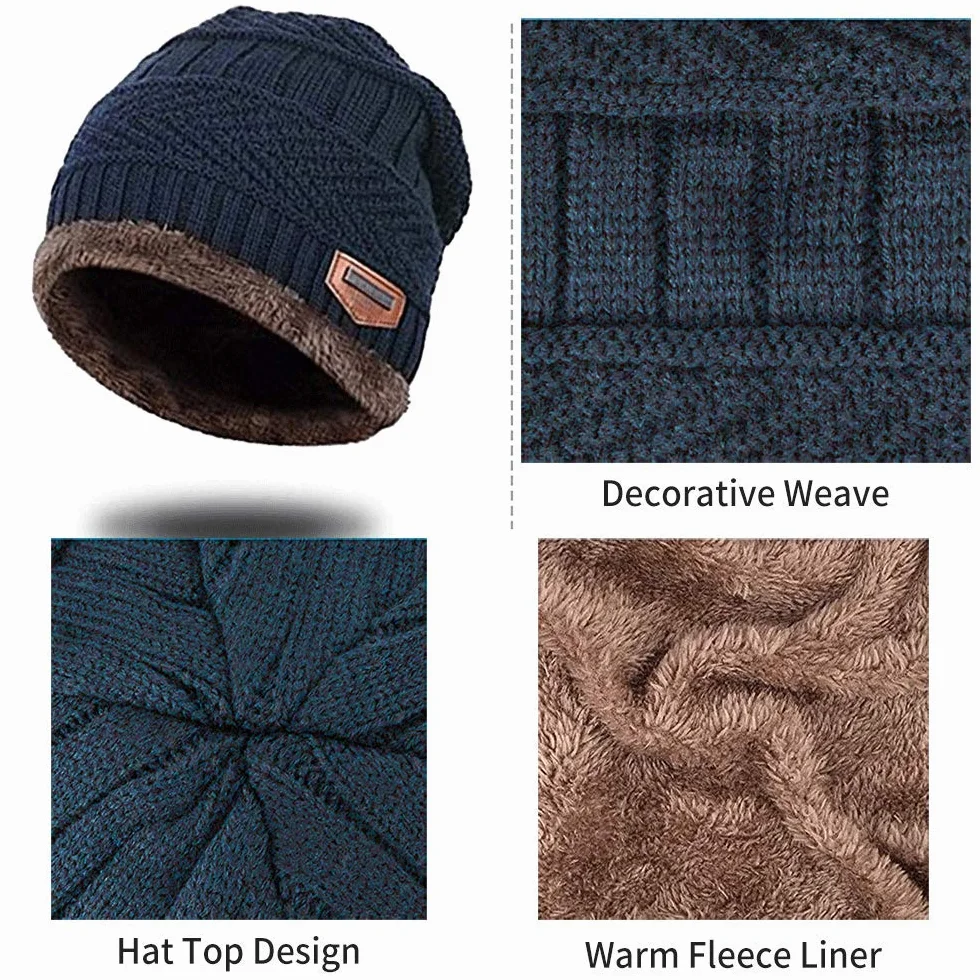 Gorro y Bufanda Niño, Conjunto Gorro y Bufanda de Punto 2 en 1, Gorro y Bufanda de Invierno con Forro Polar para Niños y Niñas