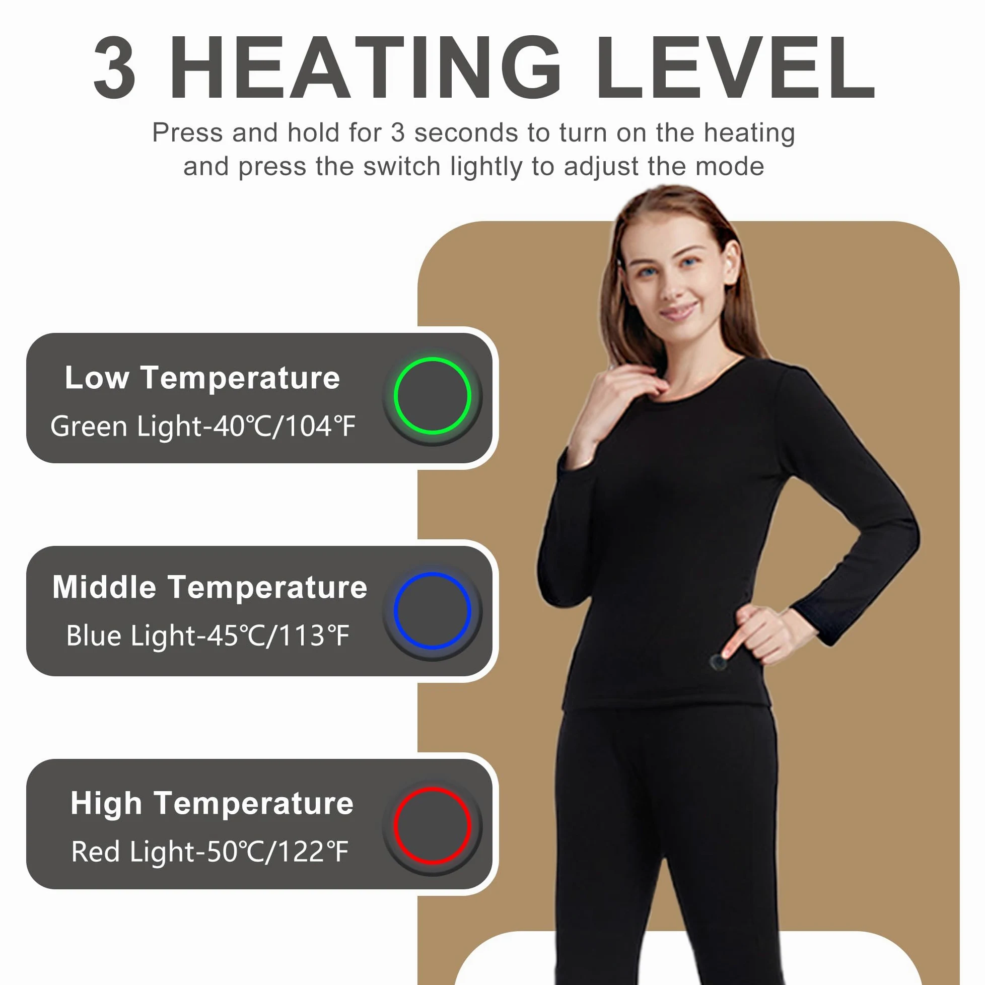 Camisa Y Pantalón De Ropa Interior Térmica Calefaccionada para Mujeres, Conjunto De Long Johns Térmicos Eléctricos De 11 Zonas De Calefacción para La Vida Diaria En Invierno