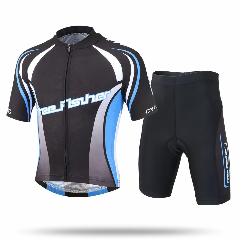 Conjunto de maillot de ciclismo para niños, transpirable, de manga corta, camisa de ciclismo + con acolchado en el asiento, pantalones de ciclismo, material de secado rápido, para niños y niñas