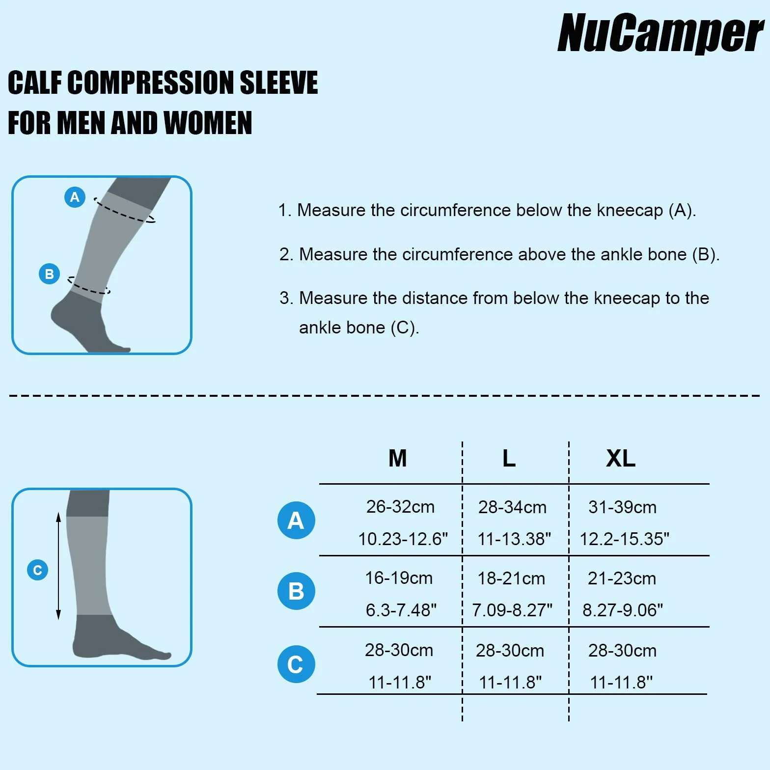 NuCamper Compresión para Pantorrillas Mujer Hombre 2 Pares, Pantorrilleras Compresion, Calcetines Compresión, Mangas para Deportes, Running, Ciclismo, Aliviar Varices, Espinilla Dolor, Calambres