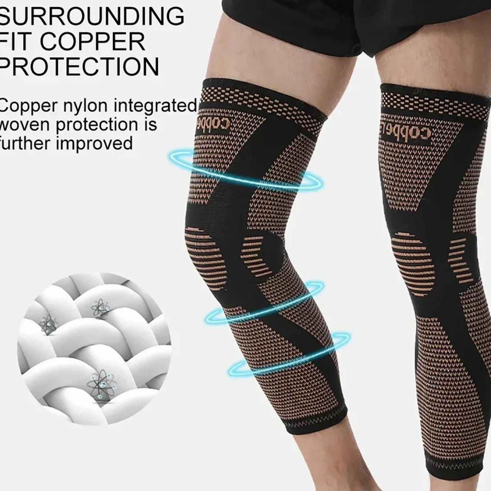 Rodillera Compresion Manga de compresión pierna completa, rodilleras cobre, soporte for muslo y pantorrilla, artritis, 20-30 mmHg, reduce la inflamación las venas varicosas