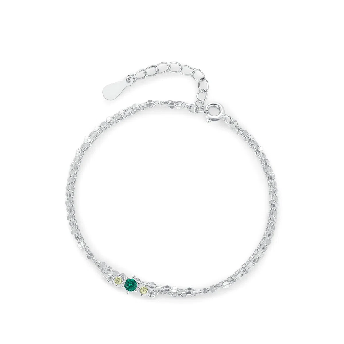 Pulseras amarillas de doble capa para mujer con esmeralda creada, pulsera para mujer,