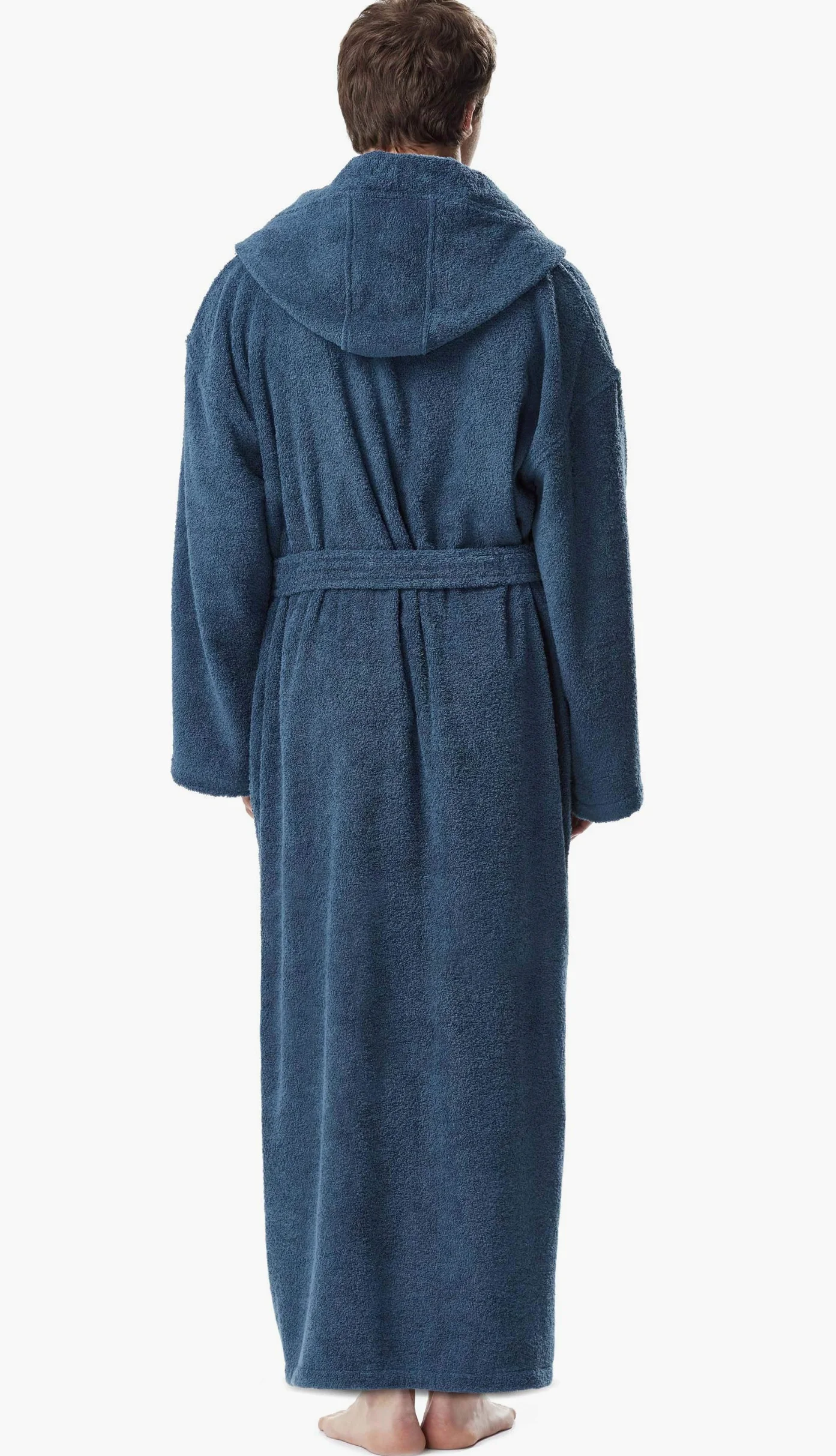 Arus Mclass - Albornoz de baño para hombre, longitud hasta la pantorrilla o largo, hasta el tobillo, con capucha, 100% algodón de rizo