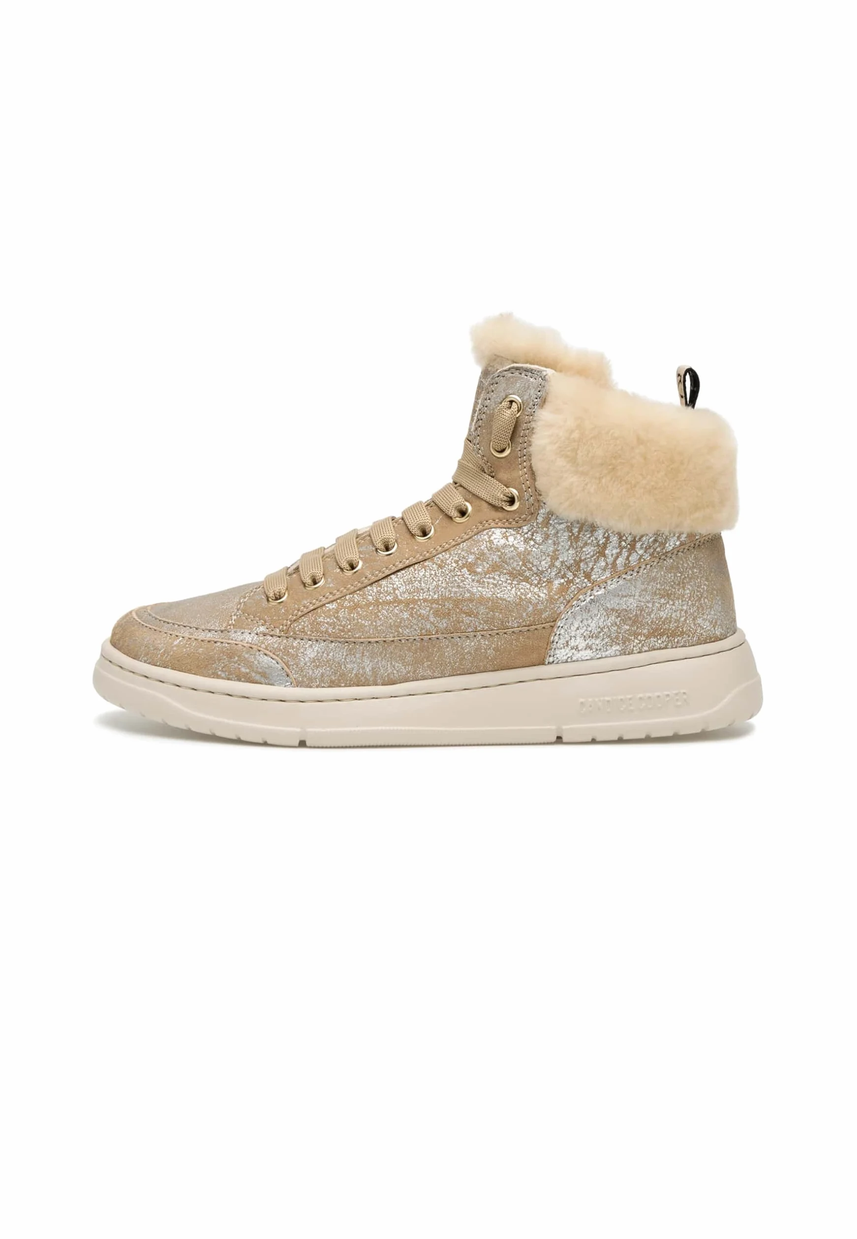 Candice Cooper Vela Mid Fur Metallic Brushed Goat/Shearling Silver-Vanilla, Oxford Plano Mujer