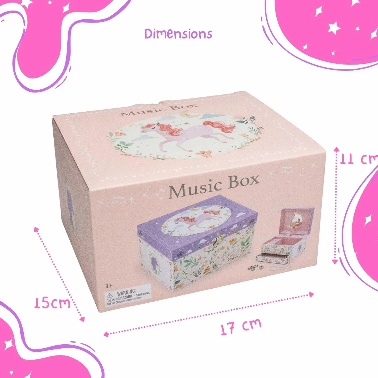 GICO Joyero Unicornio Música Giratorio Espejo Regalo Niñas