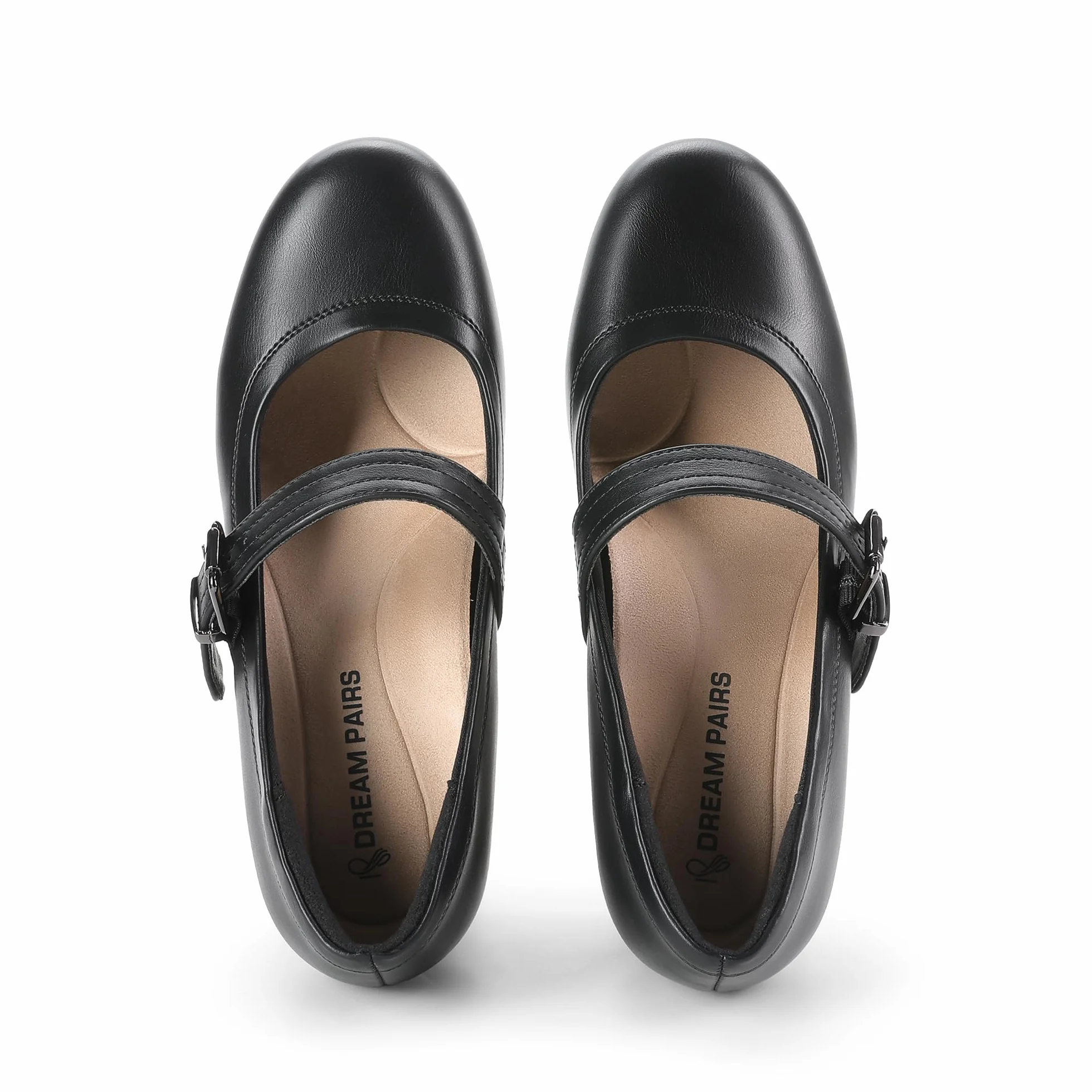DREAM PAIRS Mary Jane Zapatos de Tacón Bajo Clásicos Mujer con Plantilla Acolchada