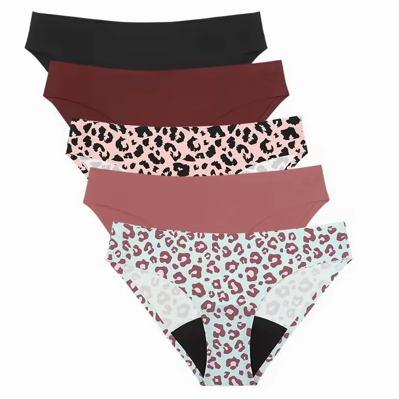 Braguitas de Algodón para Mujer Cómodas para El Período para Adolescentes para Flujo Abundante Absorbentes Ropa Interior deportiva Paquete de 5 Paquete Múltiple Talla M