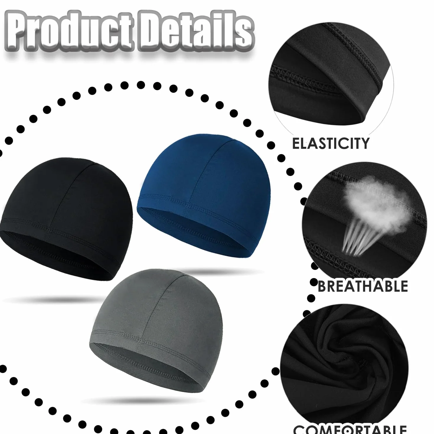 Transpirables Absorbentes del Sudor Ciclismo Skull Cap Correr Hat Sombrero de Casco Gorra Calavera 3 Piezas
