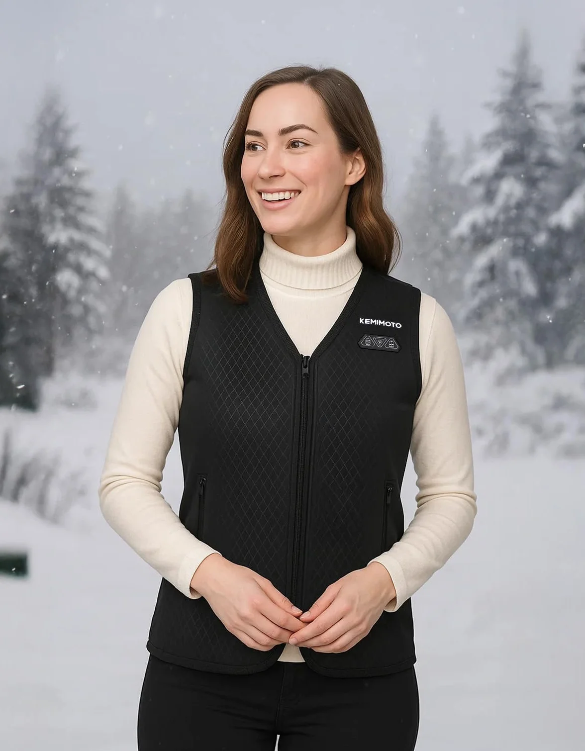 KEMIMOTO Chaleco Calefactable Mujer 6 Zonas de Calentamiento Térmico Elegante Ajustado