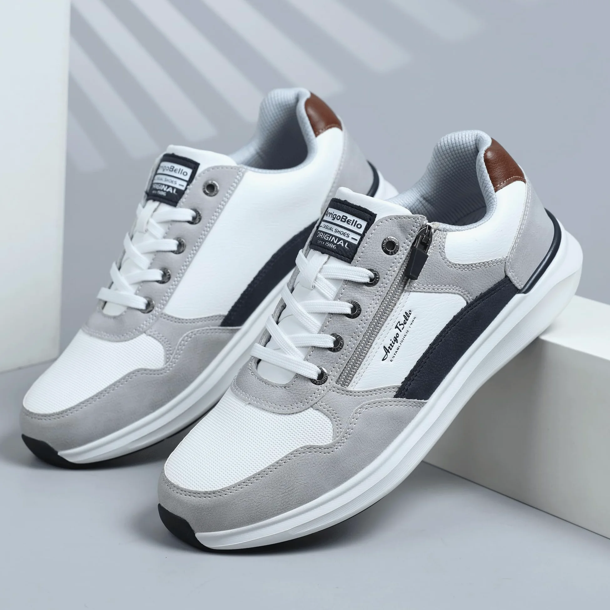 Zapatillas Hombre Zapatos Vestir Casual Sneakers Deportivas | Correr, Gimnasio, Trabajo, Senderismo, Con Cremallera, Transpirables, Antideslizante, Moda