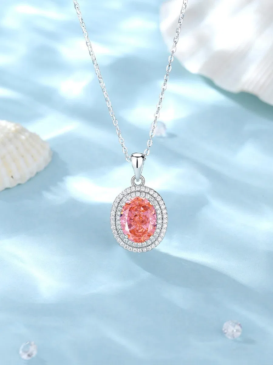 Collares con colgante para mujer en oro blanco/platino, cadena ovalada de oro blanco, cadena de cumpleaños