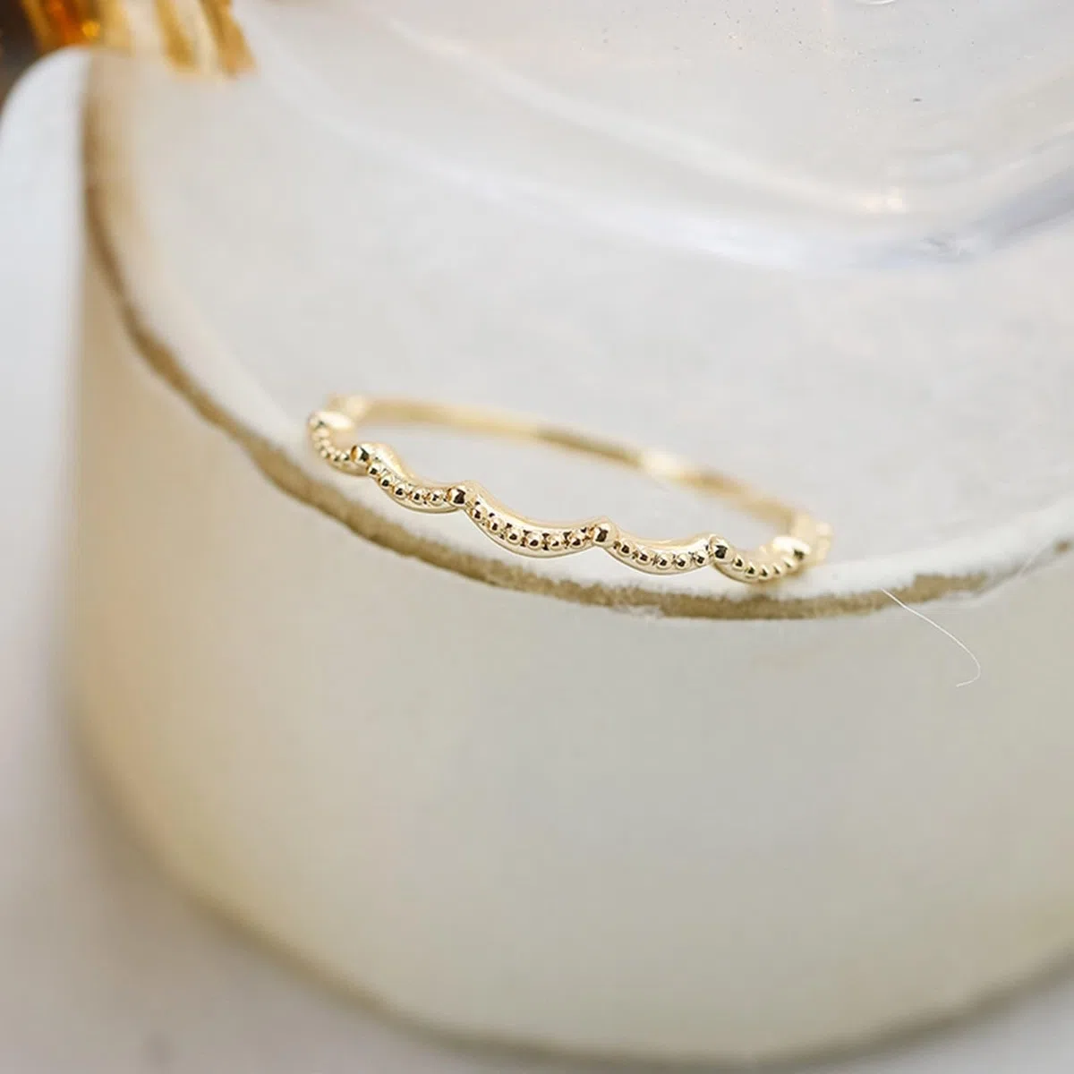Anillo solitario de oro auténtico de 9 K/14 K/18 K, filigrana de forma delicada