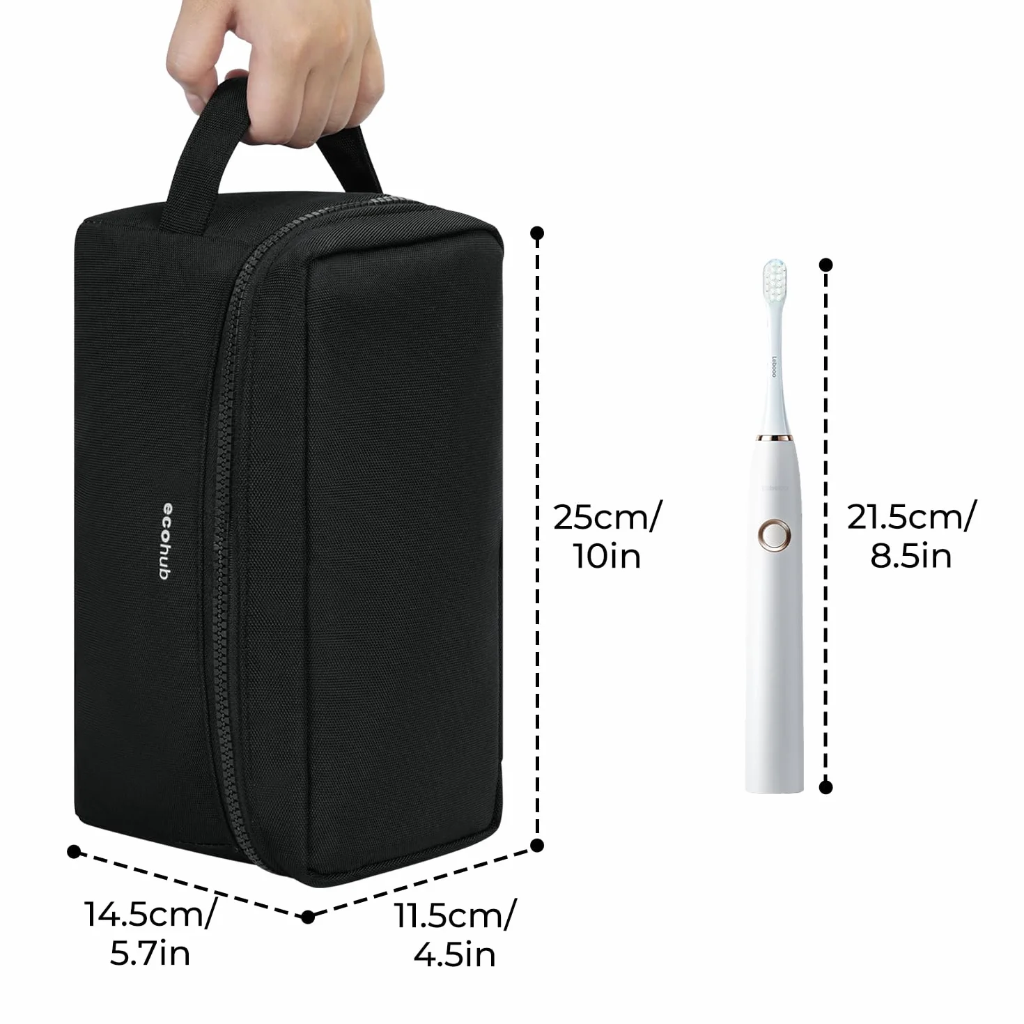 ECOHUB Neceser Hombre de Viaje, Impermeable Bolsa de Aseo, Bolsa Aseo con Separación Seco Húmedo, Neceser Organizador, Patente Pendiente(Negro-1)