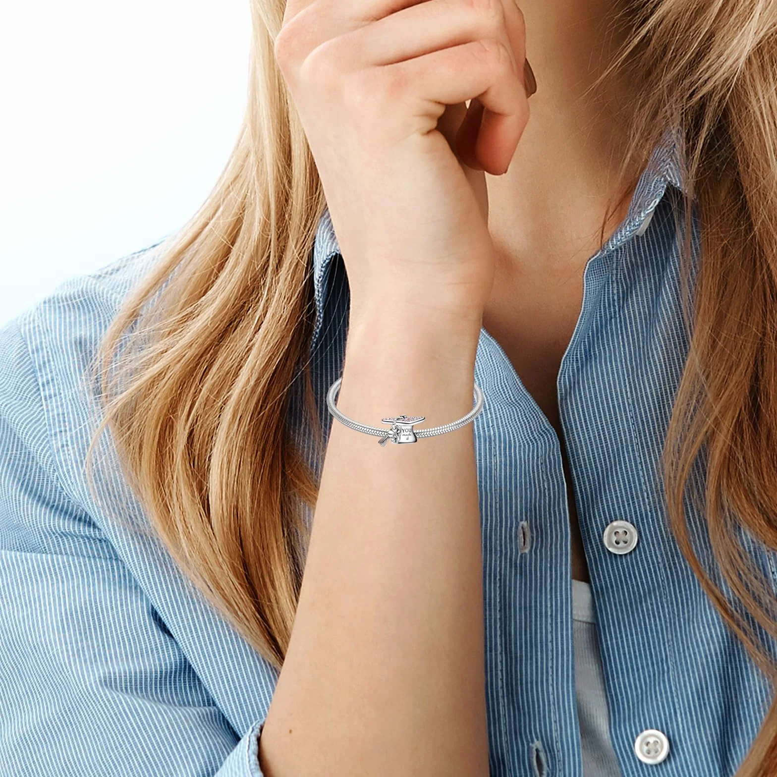 Graduación Pink Heart Búho Charms Abalorios Colgante Compatible Europeo Pulsera Collar Mujer