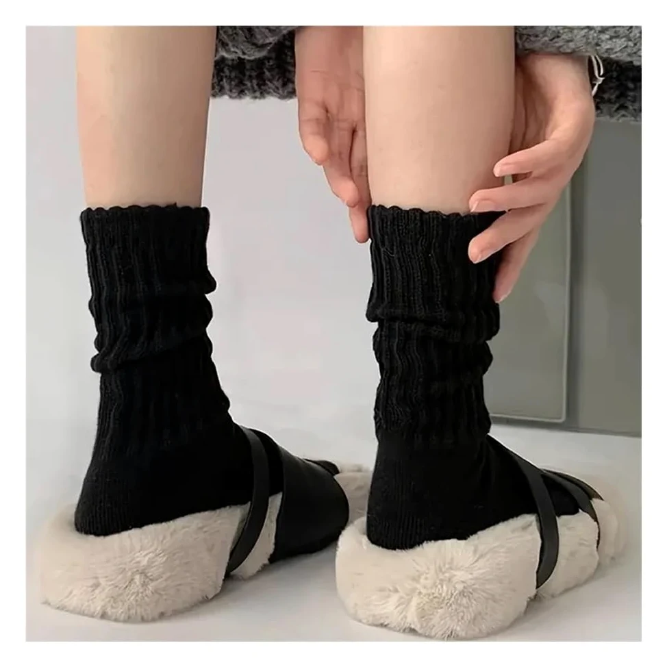 6 pares de calcetines de media pantorrilla gruesos de punto térmico para mujer, bonitos calcetines largos sueltos holgados para primavera, otoño e invierno