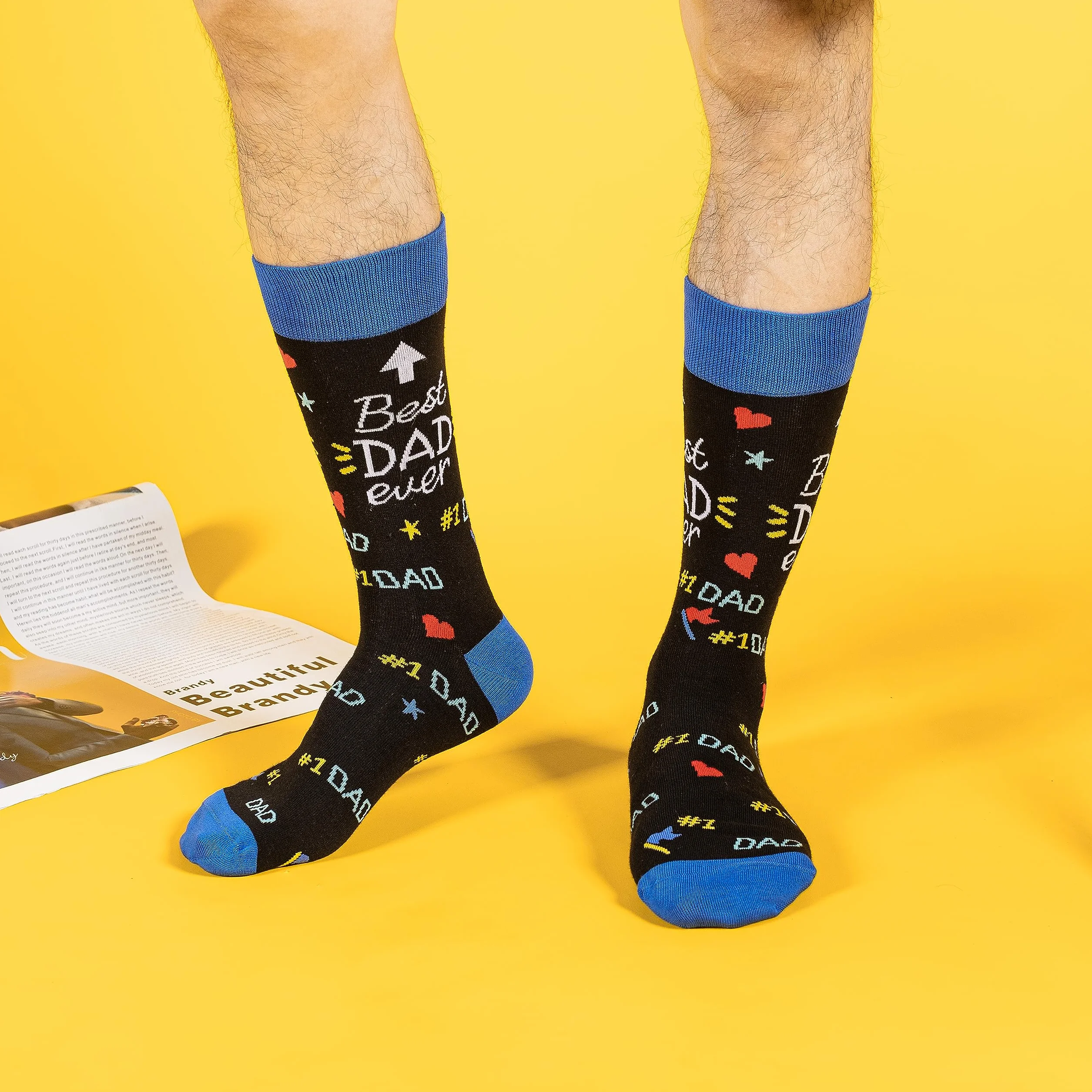 BISOUSOX Regalo de Papá Calcetines de Graciosos Hombre divertidos Estampados Algodón Calcetines dia del padre BEST DAD EVER
