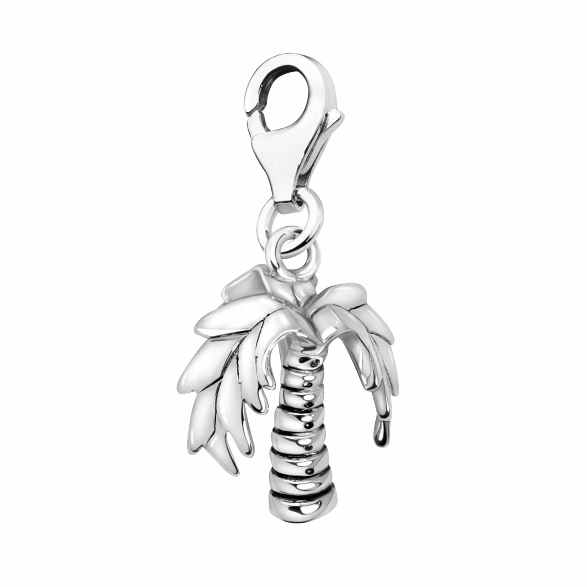 Quiges Charm con Cierre Colgante Palmera Plata de Ley 925 Mujer para Pulseras Europeas