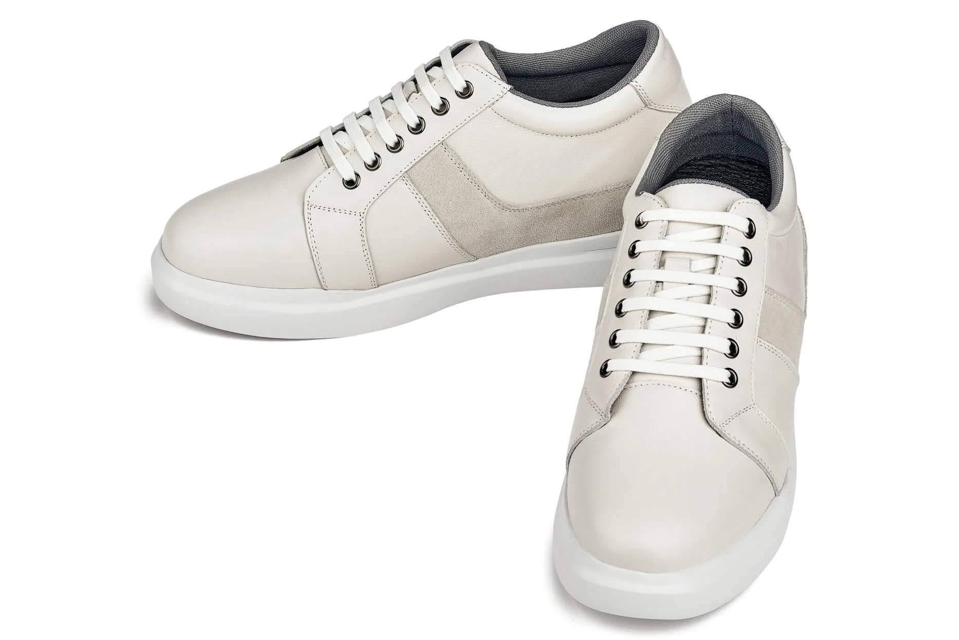 CALTO Zapatos invisibles para hombre con elevación de altura - Zapatillas de deporte de moda con cordones de cuero ligero - 3 pulgadas más alto
