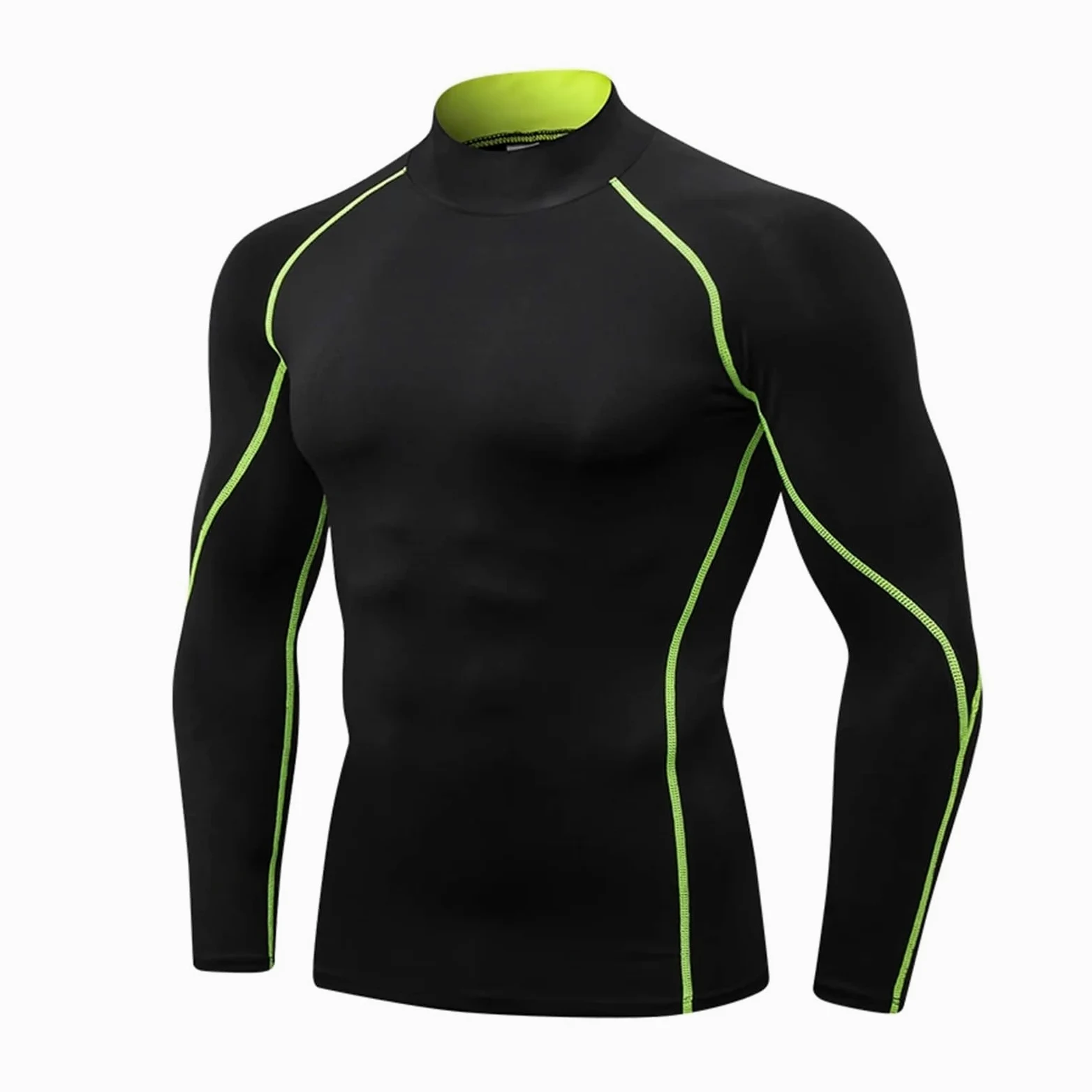 Camisas de compresión Manga Larga con Cuello for Hombre, protección Solar Fresca y Seca, Medias Deportivas, Camisetas for Correr Gimnasio