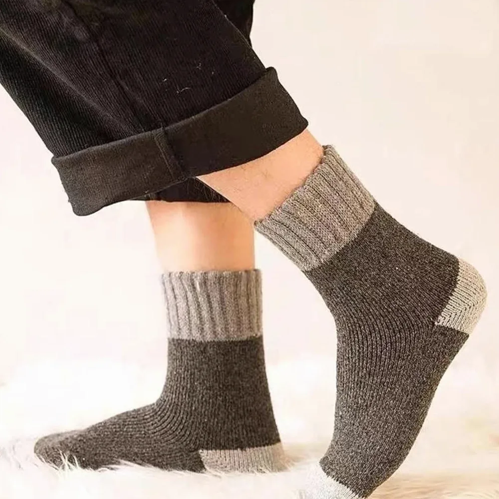 Chtom 5 Pares/Lote de Invierno espesando Calcetines de Lana Toalla de los Hombres Mantenga Calientes Calientes de Calcetines for Masculinos Thermal 38-45 (Color: 5 Mixto Tamaño: 38-45)