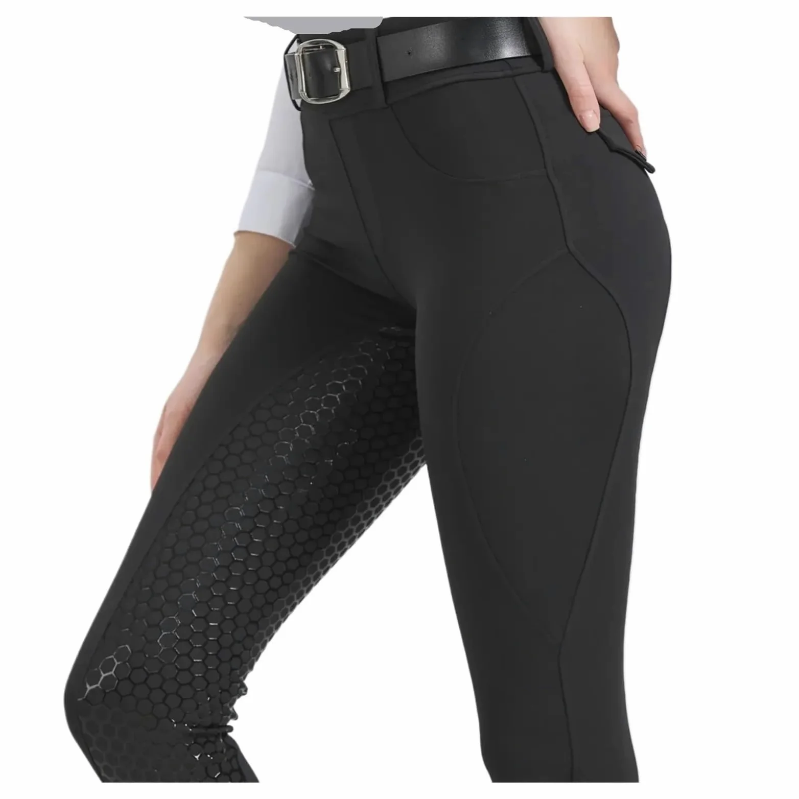 Pantalones de equitación Pantalones de equitación for Mujer, con Asiento Completo, Mallas ecuestres, Bolsillo con Cremallera(Black,XS(40-42kg))