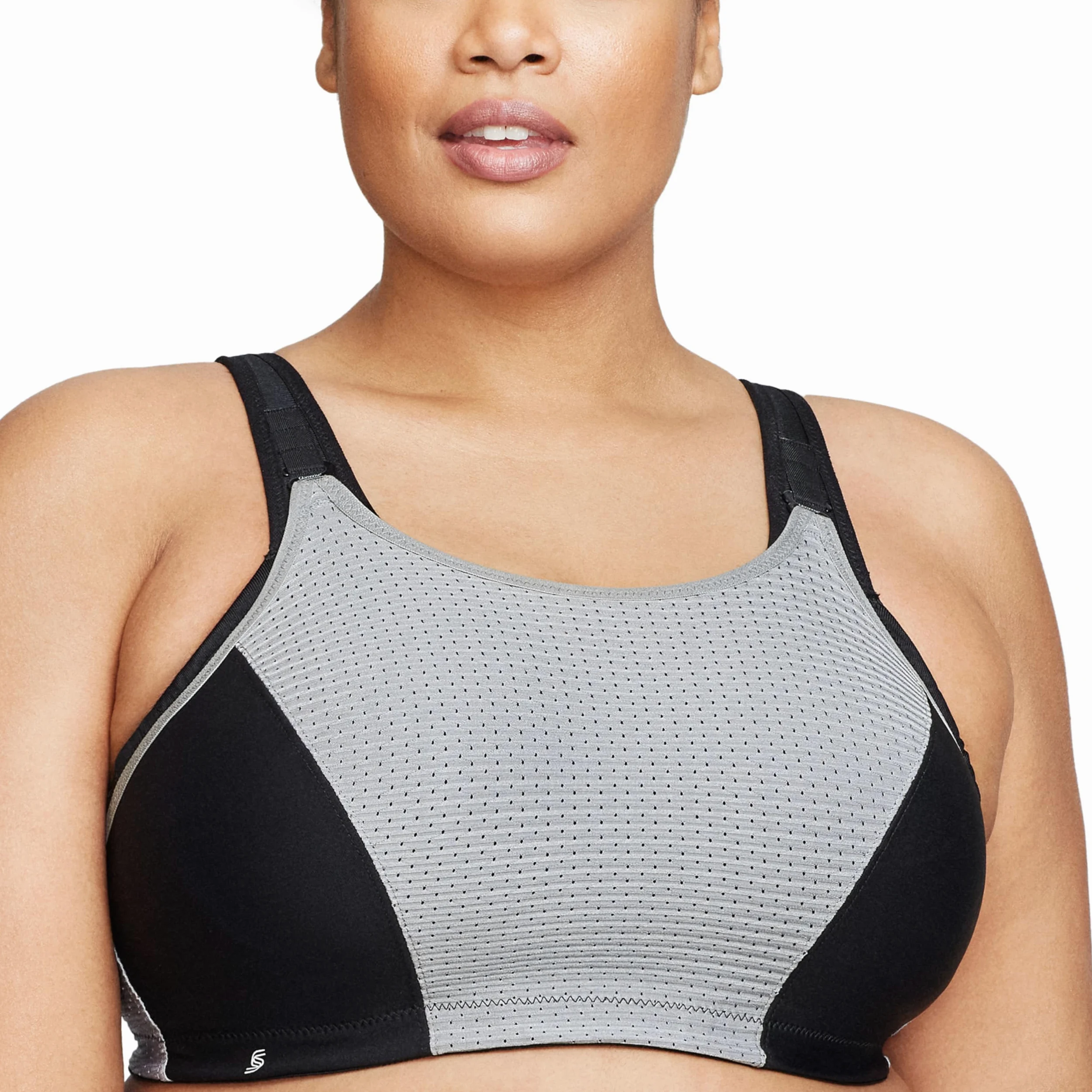 Glamorise Adjustable Wire-Free Sport Bra, Sujetador para Mujer, Negro (Black/Grey), 75G