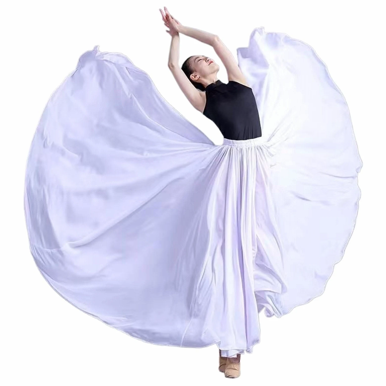 Falda Ballet Mujer Falda De Gasa De 360/540/720 Grados For Ballet, Danza del Vientre, Faldas Largas For Mujer, Ropa De Práctica De Bailarina, Falda De Baile Surtida(Green1,540 Degrees 90cm)